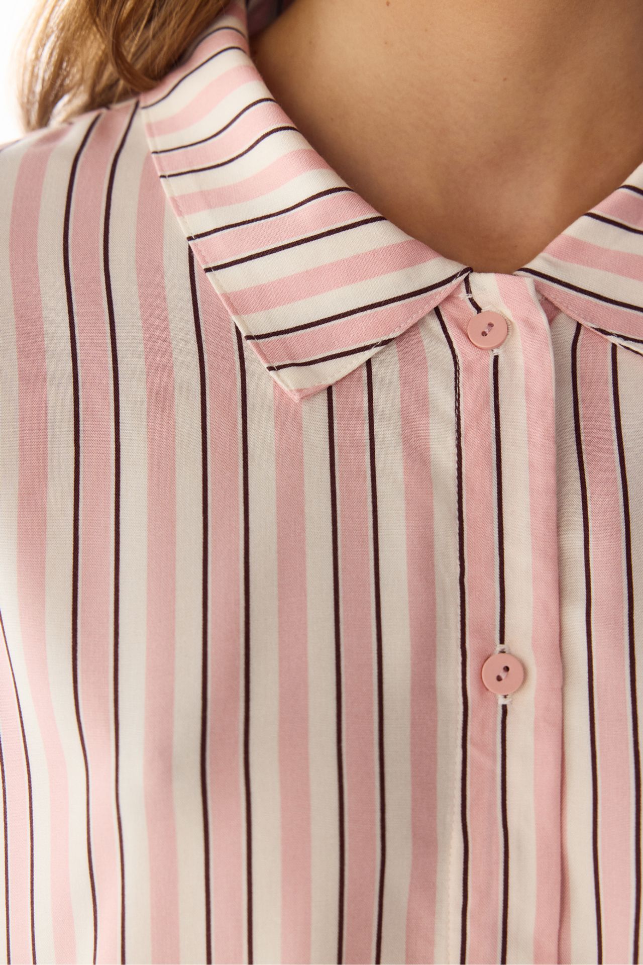 PENTI Sleep Mode Striped Short Sleeve Shirt And Trousers Pajama Set 3