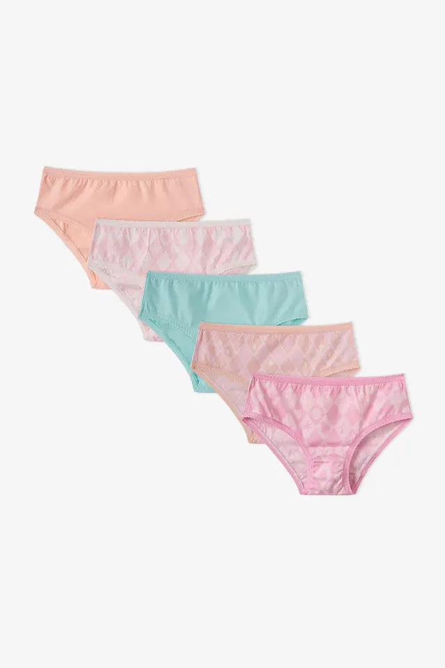 PENTI Girls' Princess Print Floral Cotton Briefs