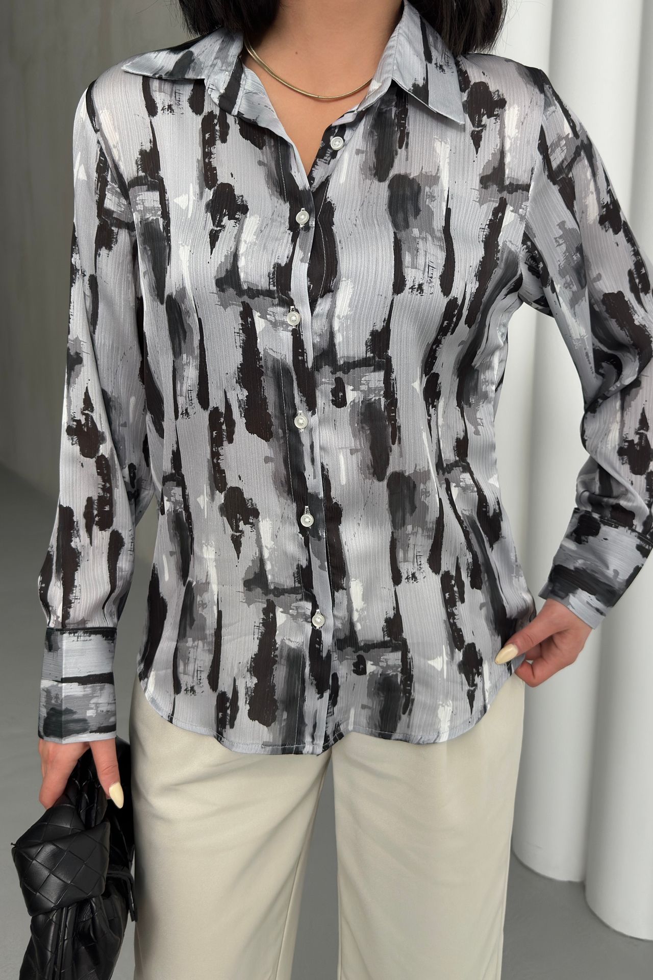 MY FASHION Abstract Print Long Sleeve Button-Up Shirt 4