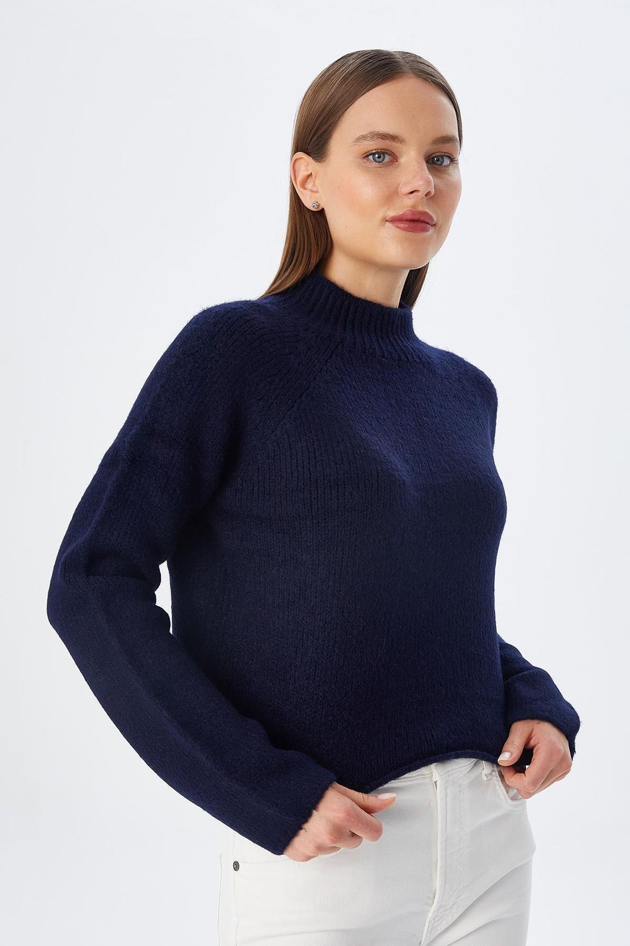 MIXRAY Women's Cropped Textured Knit Sweater 5
