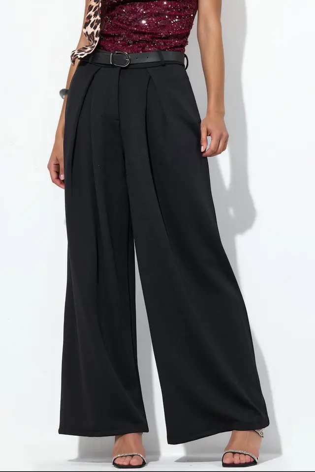 BUSEM High-Waist Wide-Leg Crepe Trousers With Belt