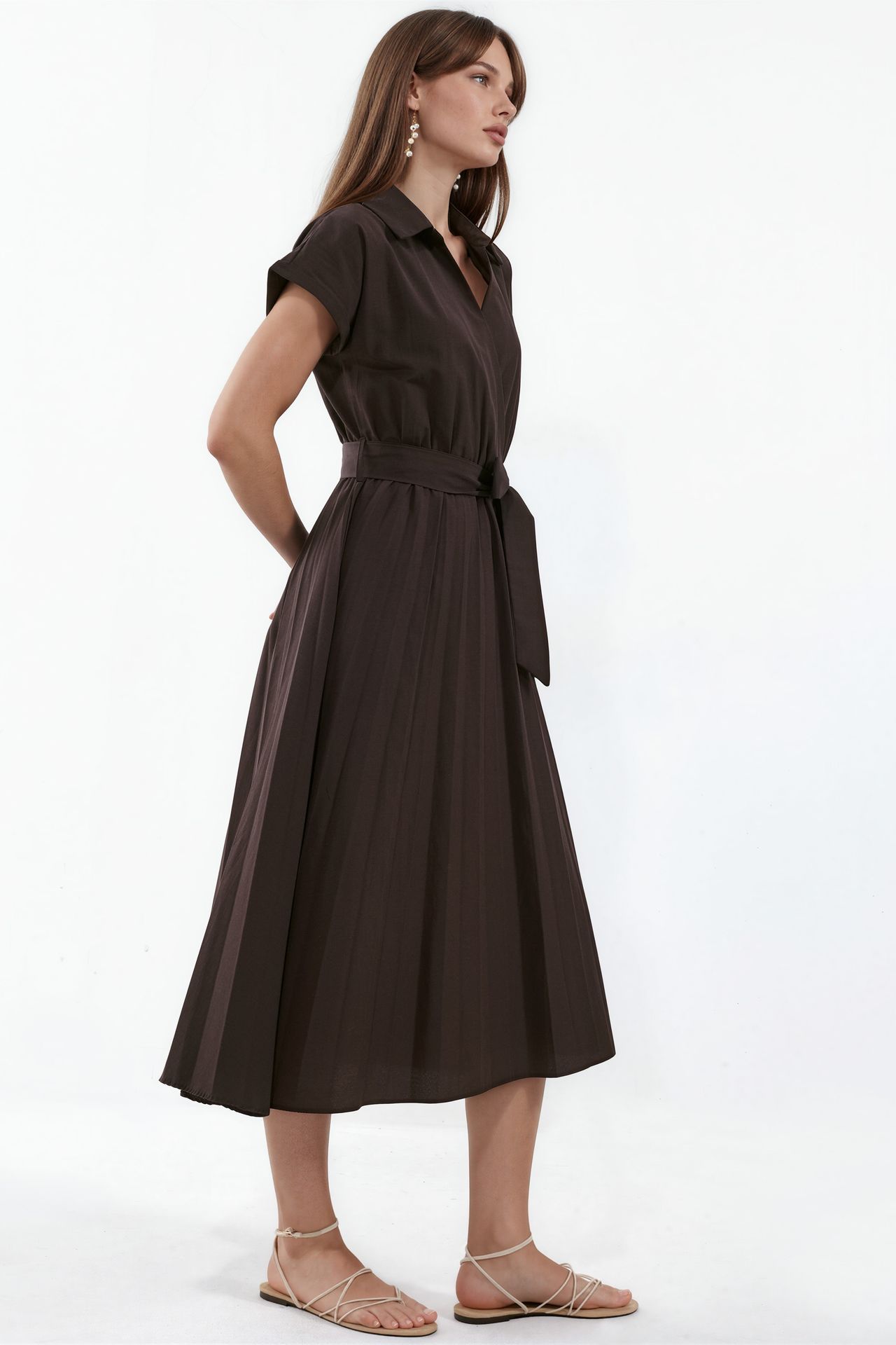 BUSEM Belted Wrap Midi Dress