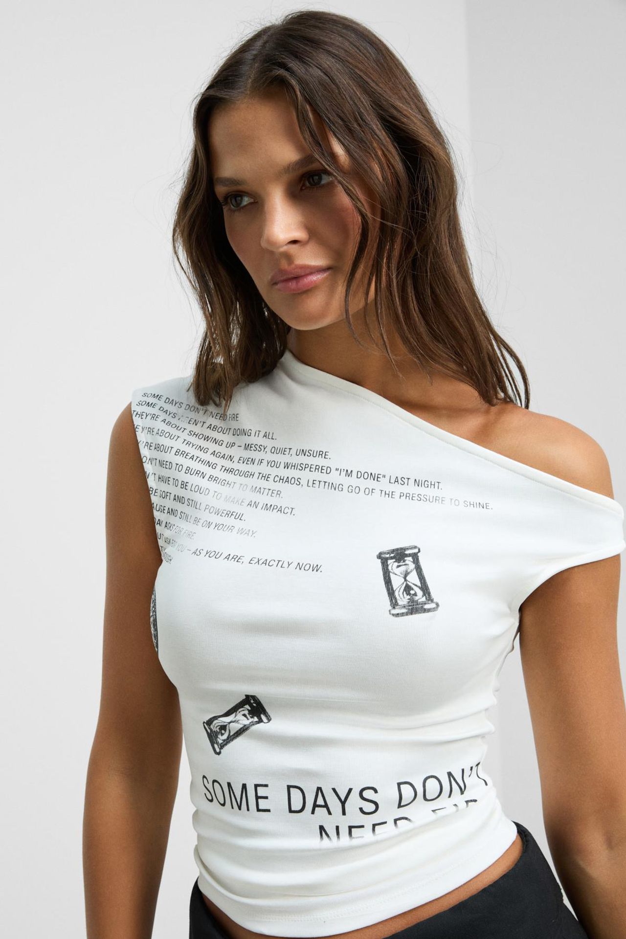 GRIMELANGE Asymmetrical One-Shoulder Crop Blouse 4