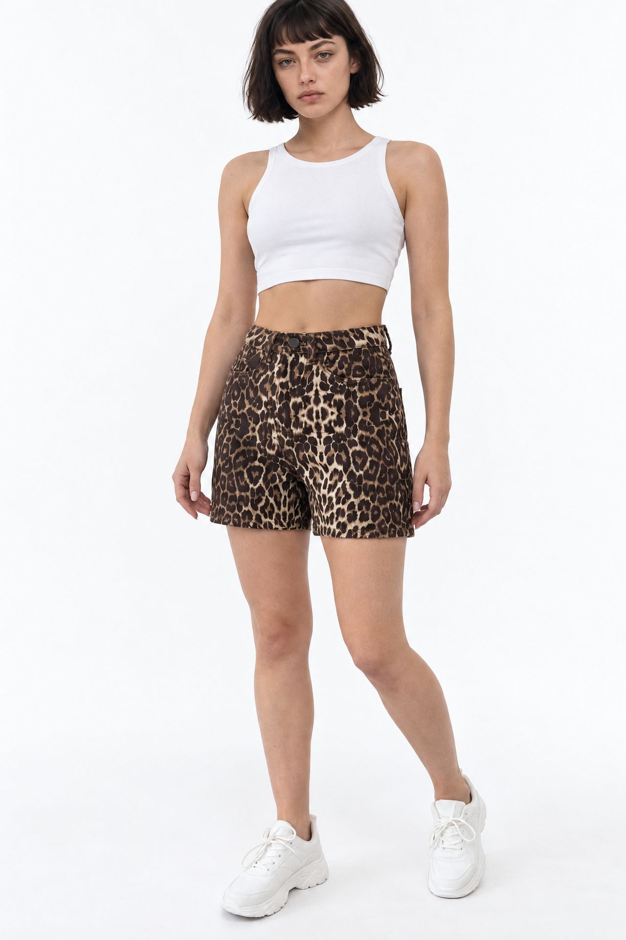 SQUALO High-Waist Leopard Denim Shorts 3