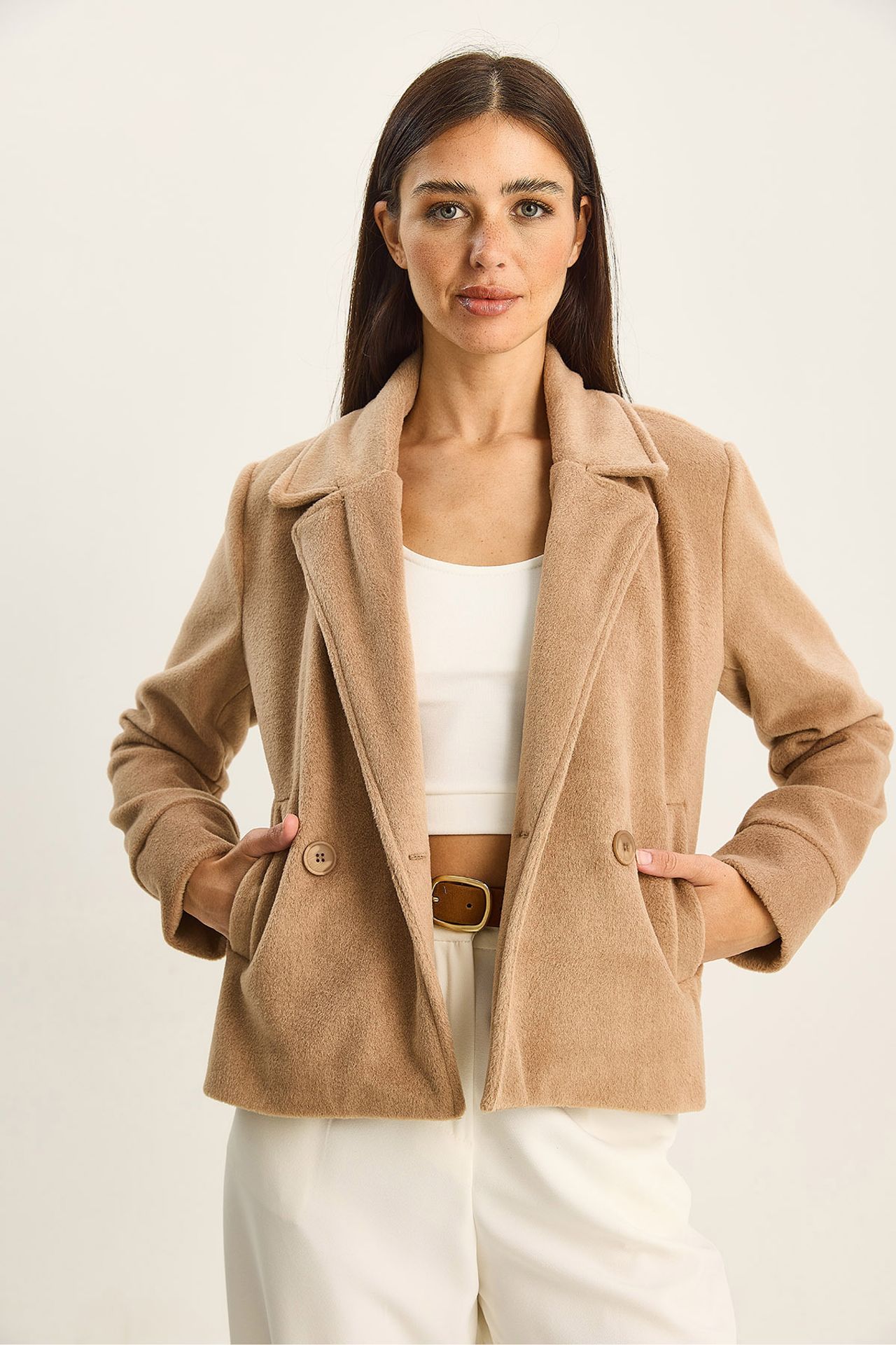 LUCCI Plush Button-Up Coat with Pockets 2