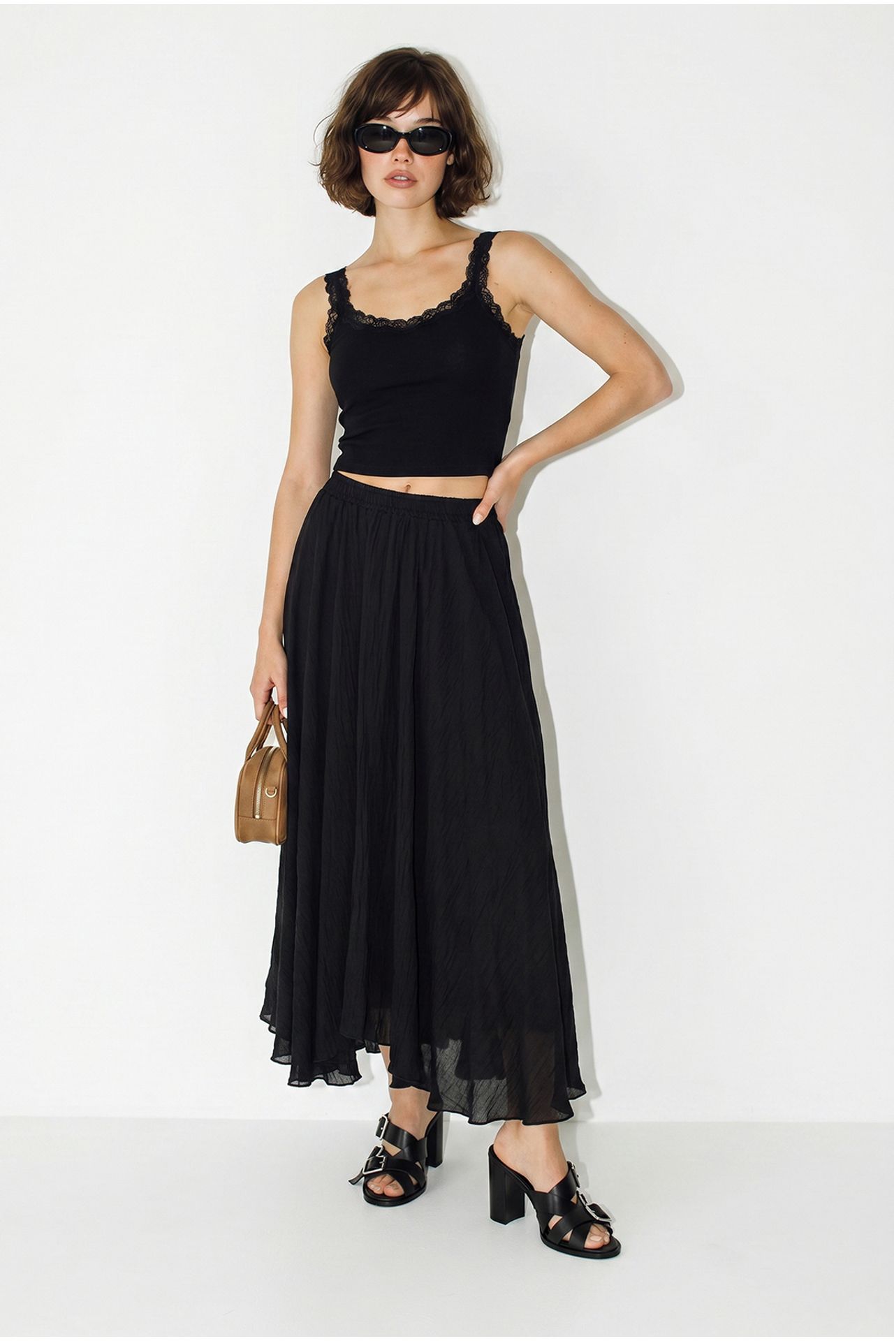 LUCCI High-Waist Maxi A-Line Skirt 4