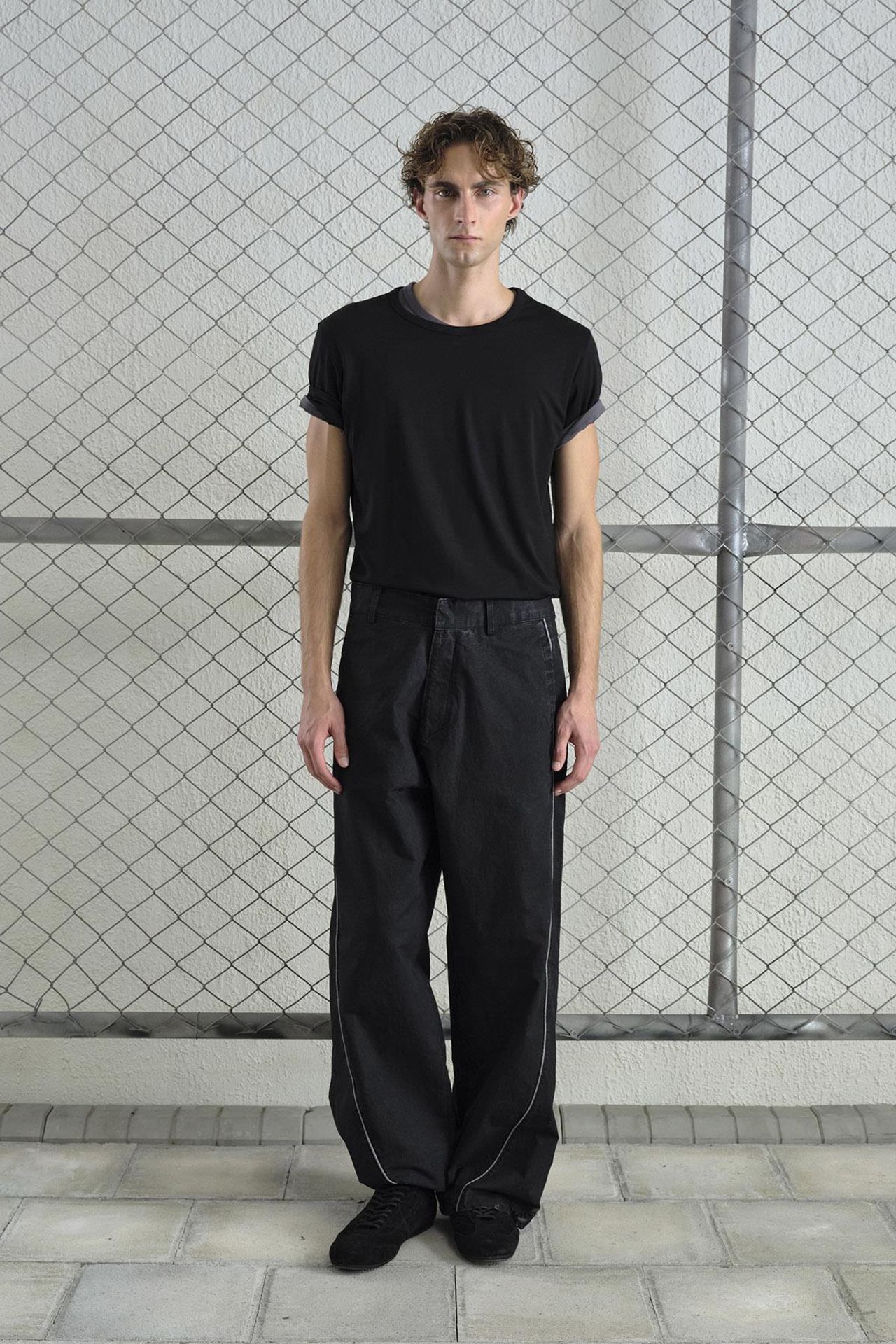 GIESTO Contrast Binding Detailed Baggy Ripstop Pants 1
