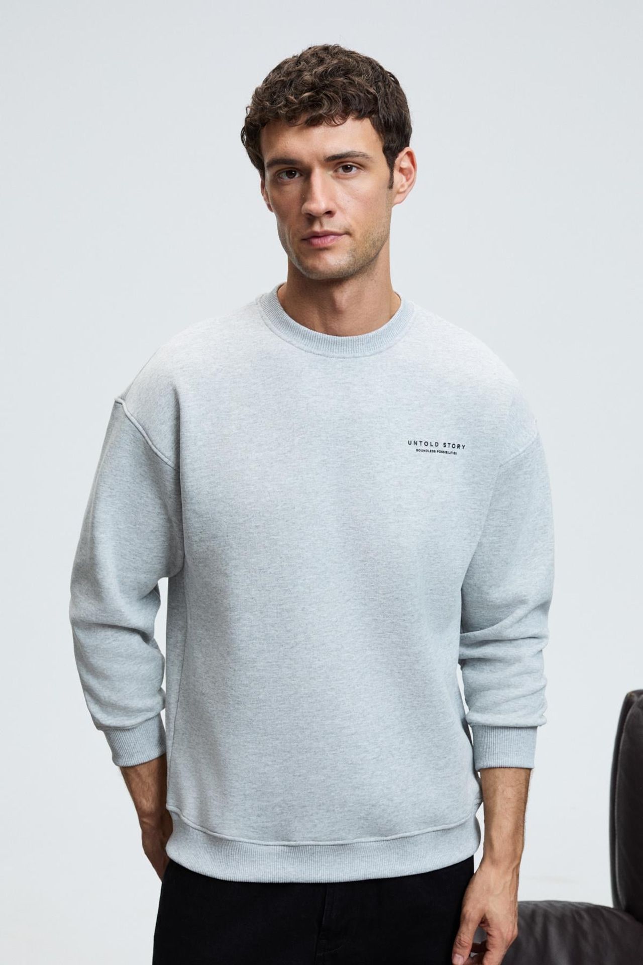 GRIMELANGE Oversize Bisiklet Yaka Logolu Sweatshirt 1