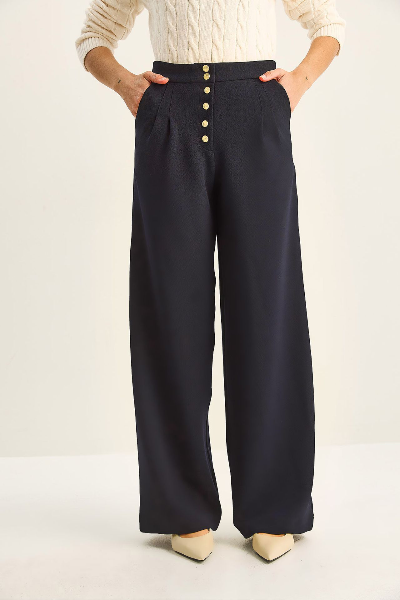 LUCCI High Waist Wide Leg Palazzo Pants 6