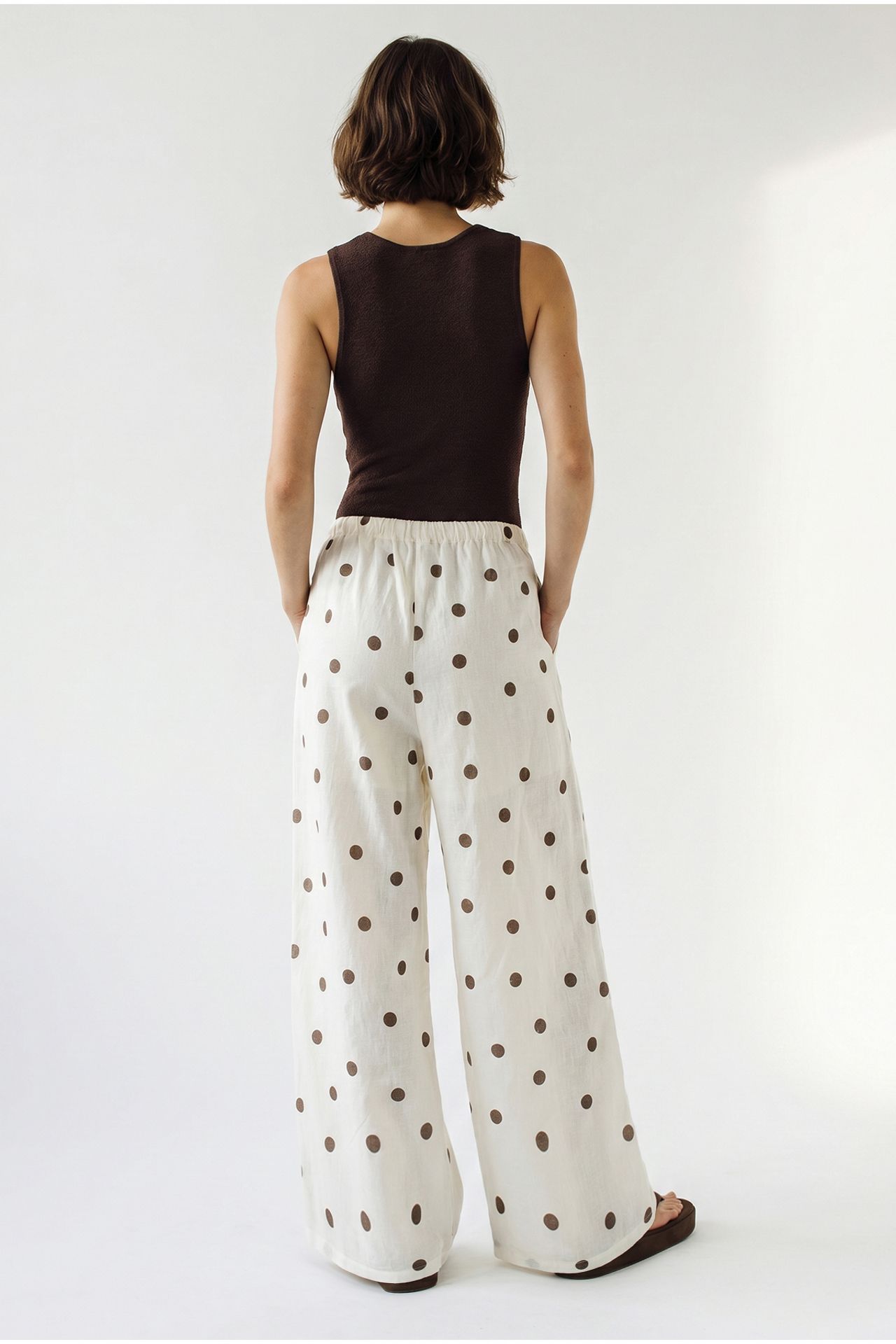 LUCCI Polka Dot Wide-Leg Tie-Waist Trousers 5