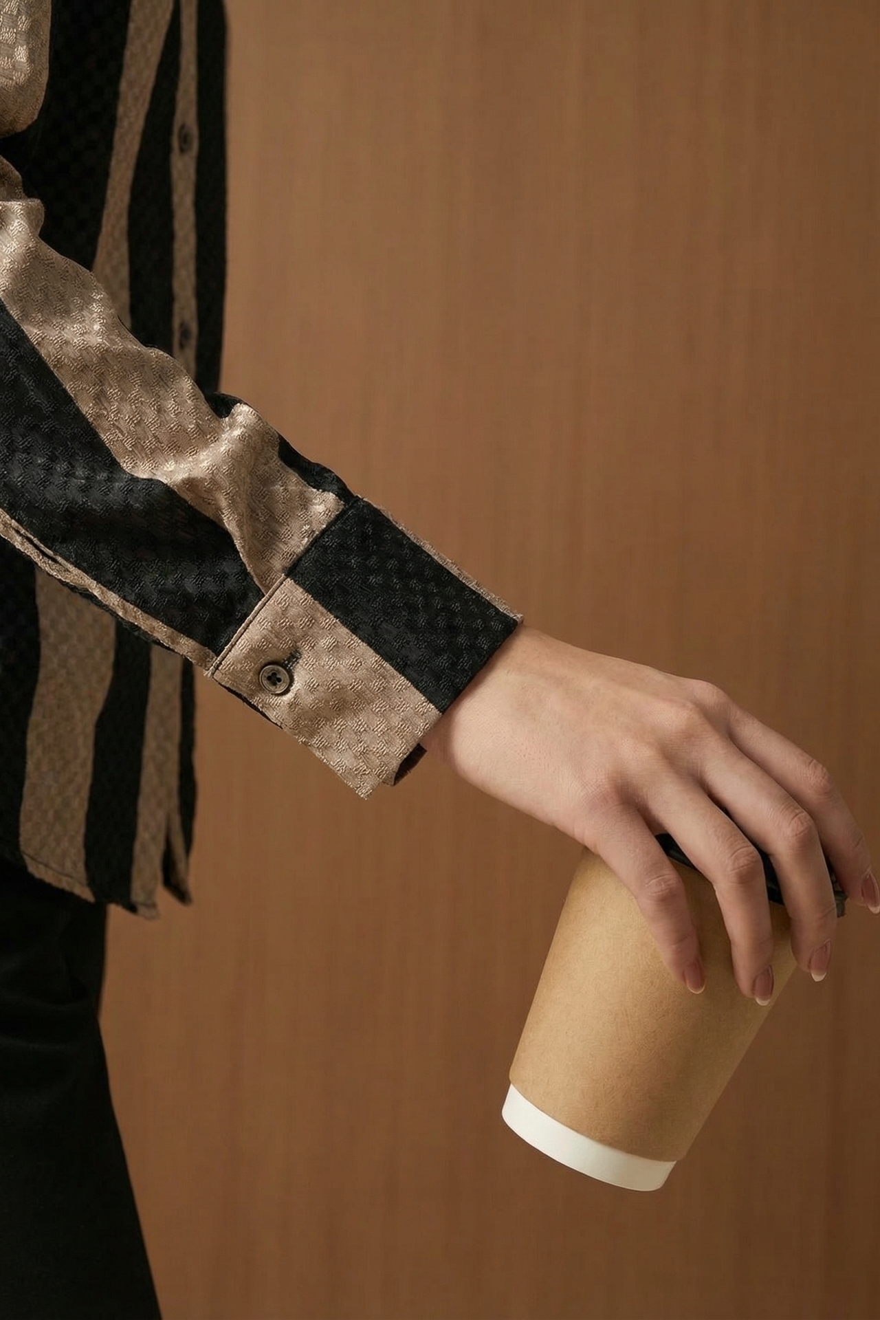 MY FASHION Striped Velvet Weave Button Shirt 6