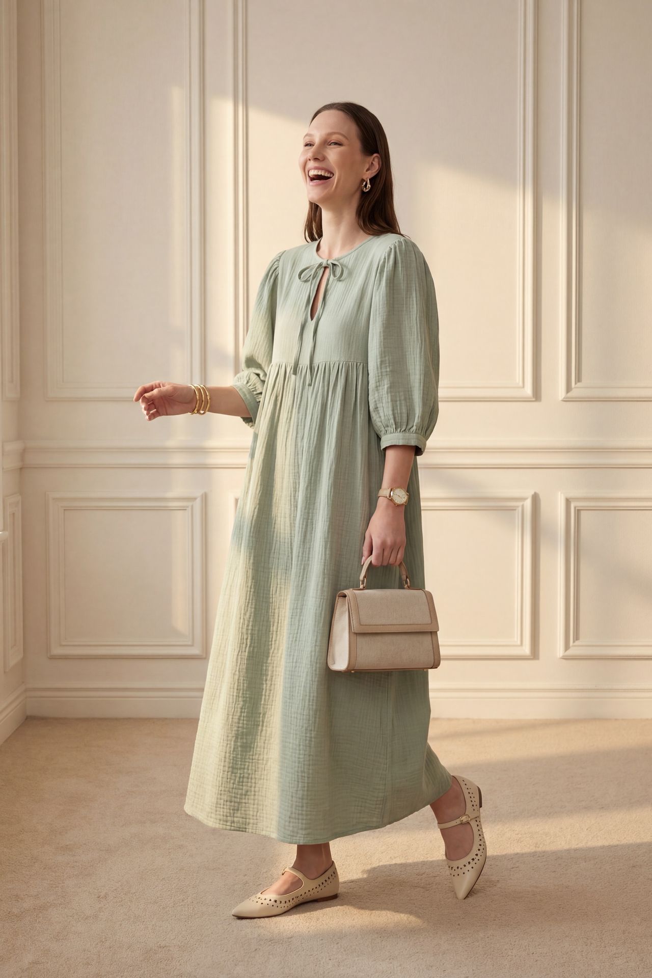 MY FASHION Tie Detail Loose Fit Maxi Dress 6