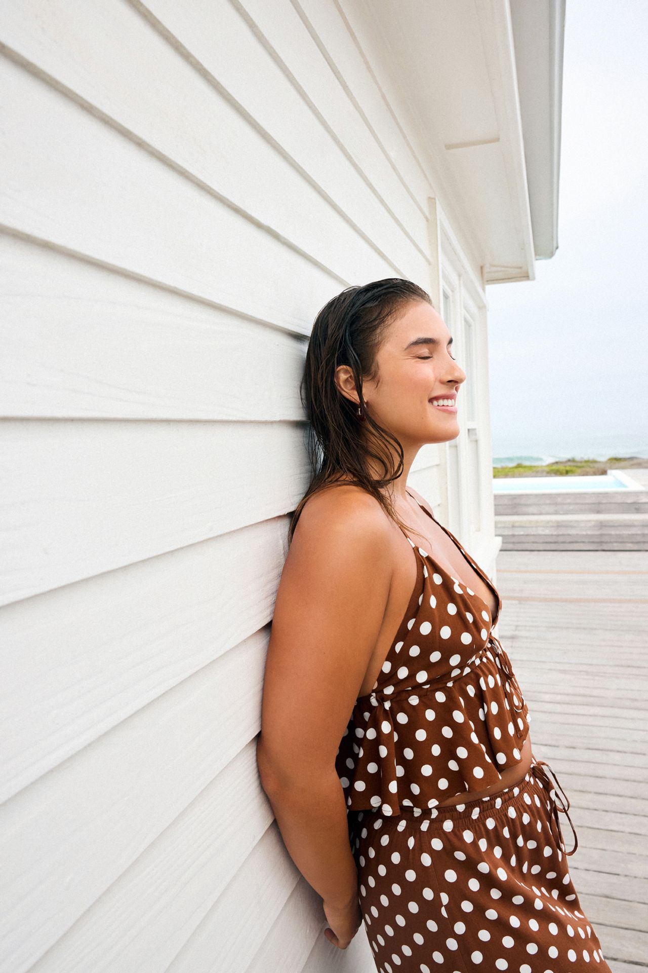 PENTI Polka Dot Ruffled Bikini Top 1