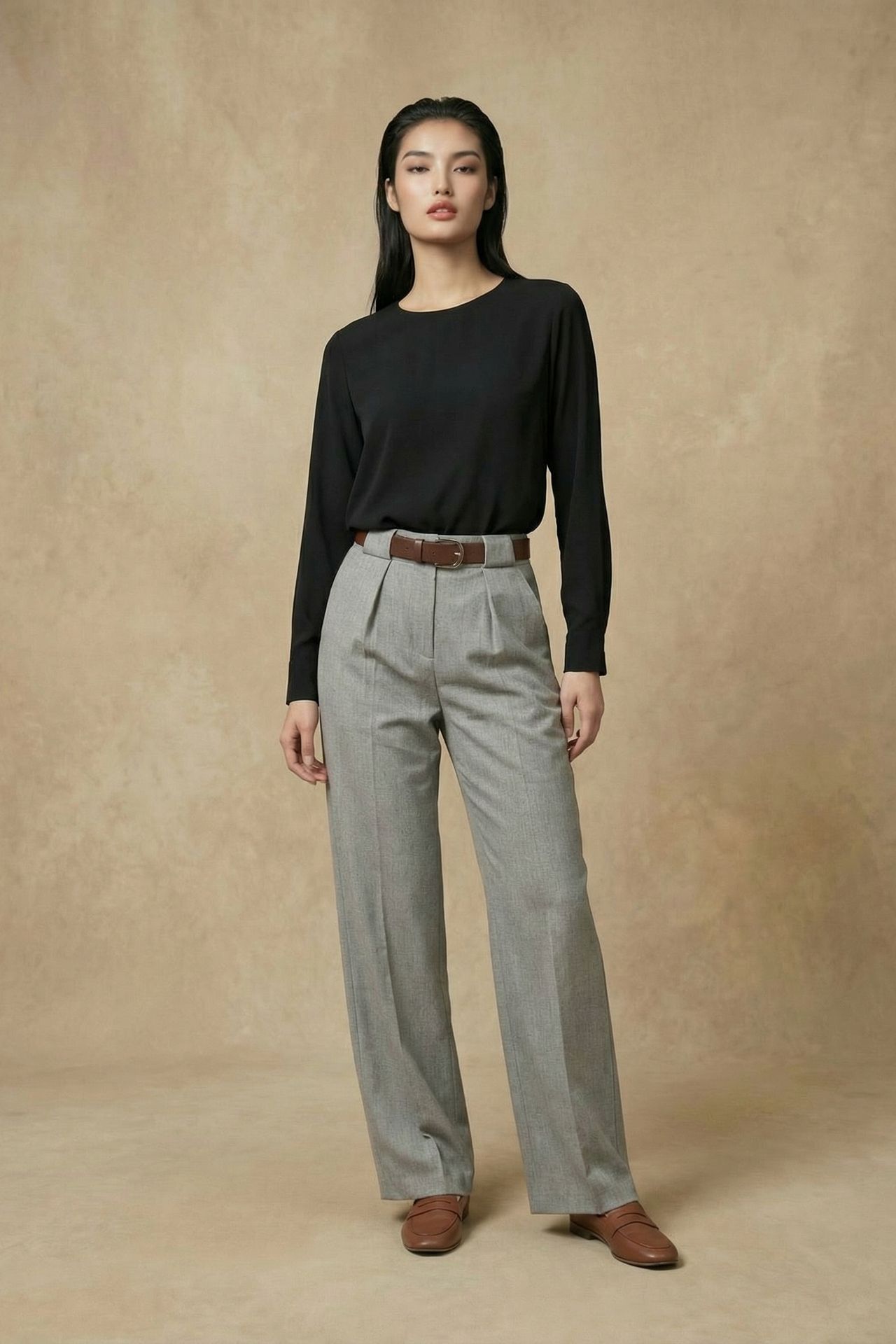 MY FASHION High Waist Pleated Wide Leg Trousers 5