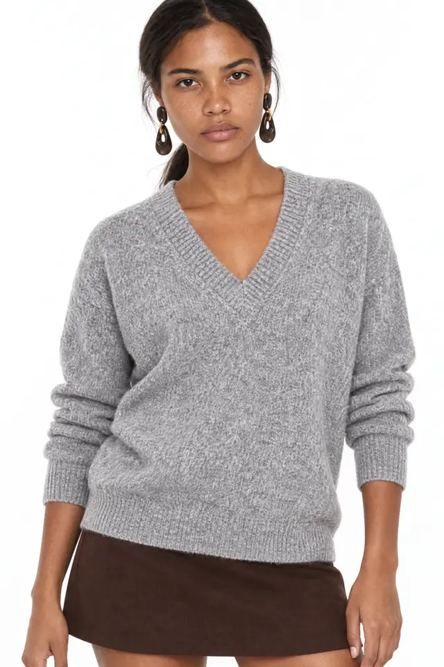 MIXRAY V-Neck Long Sleeve Sweater