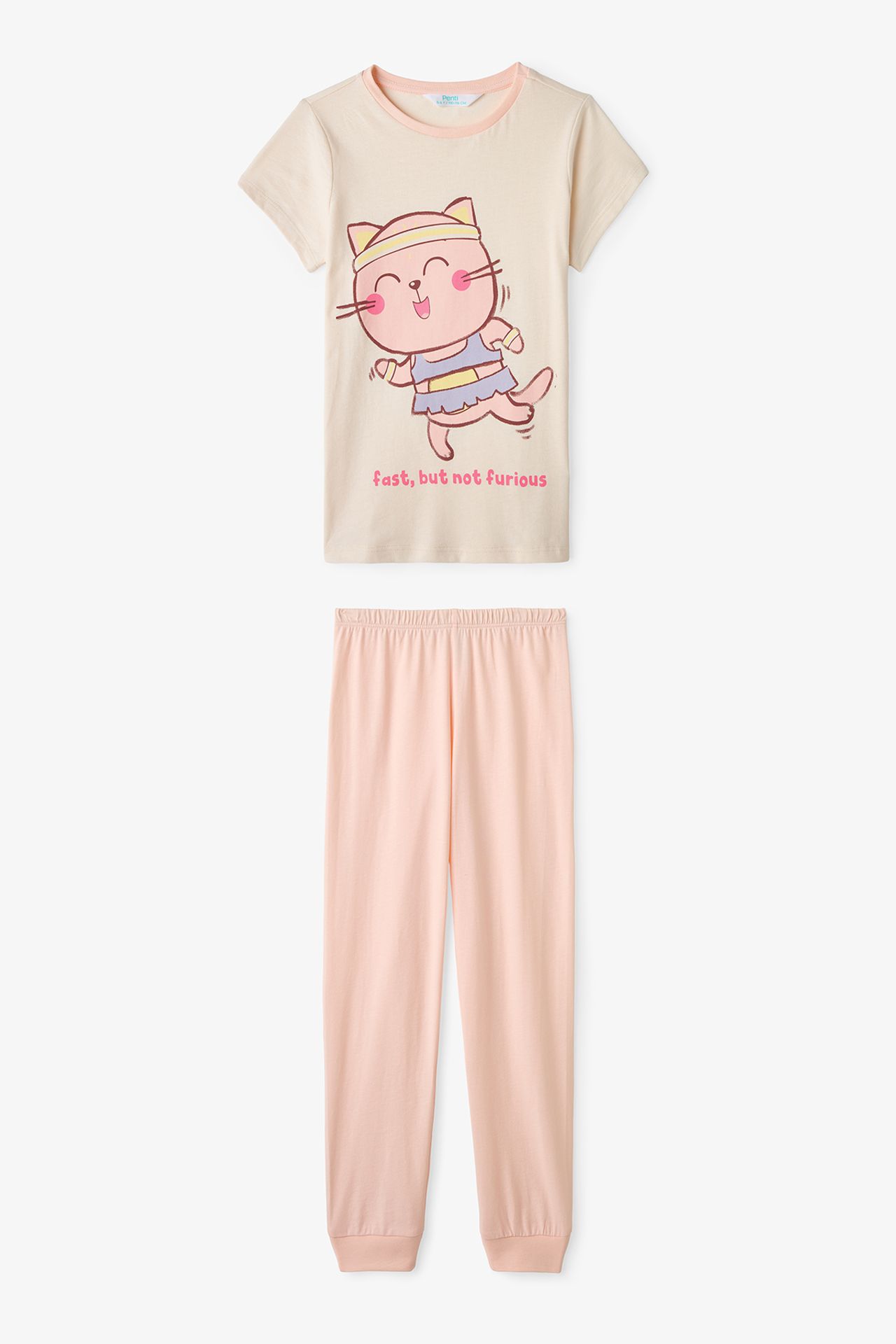 PENTI Girls' Fast Cat Short Sleeve Pajama Set 3