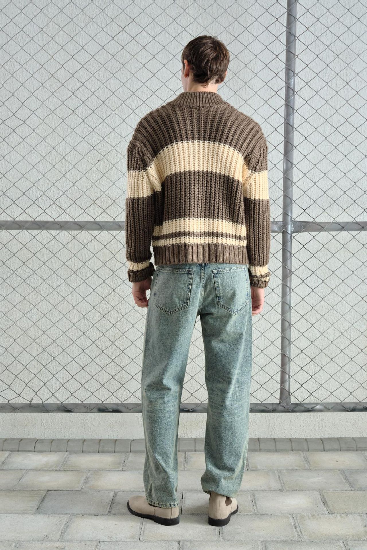 GIESTO Regular Fit Striped Knitwear Sweater with Zipper Collar 3