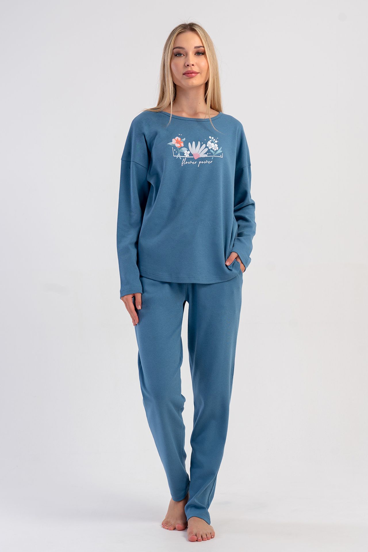 YAKE Rahat Desenli 2 Parçalı Pijama Takımı 1