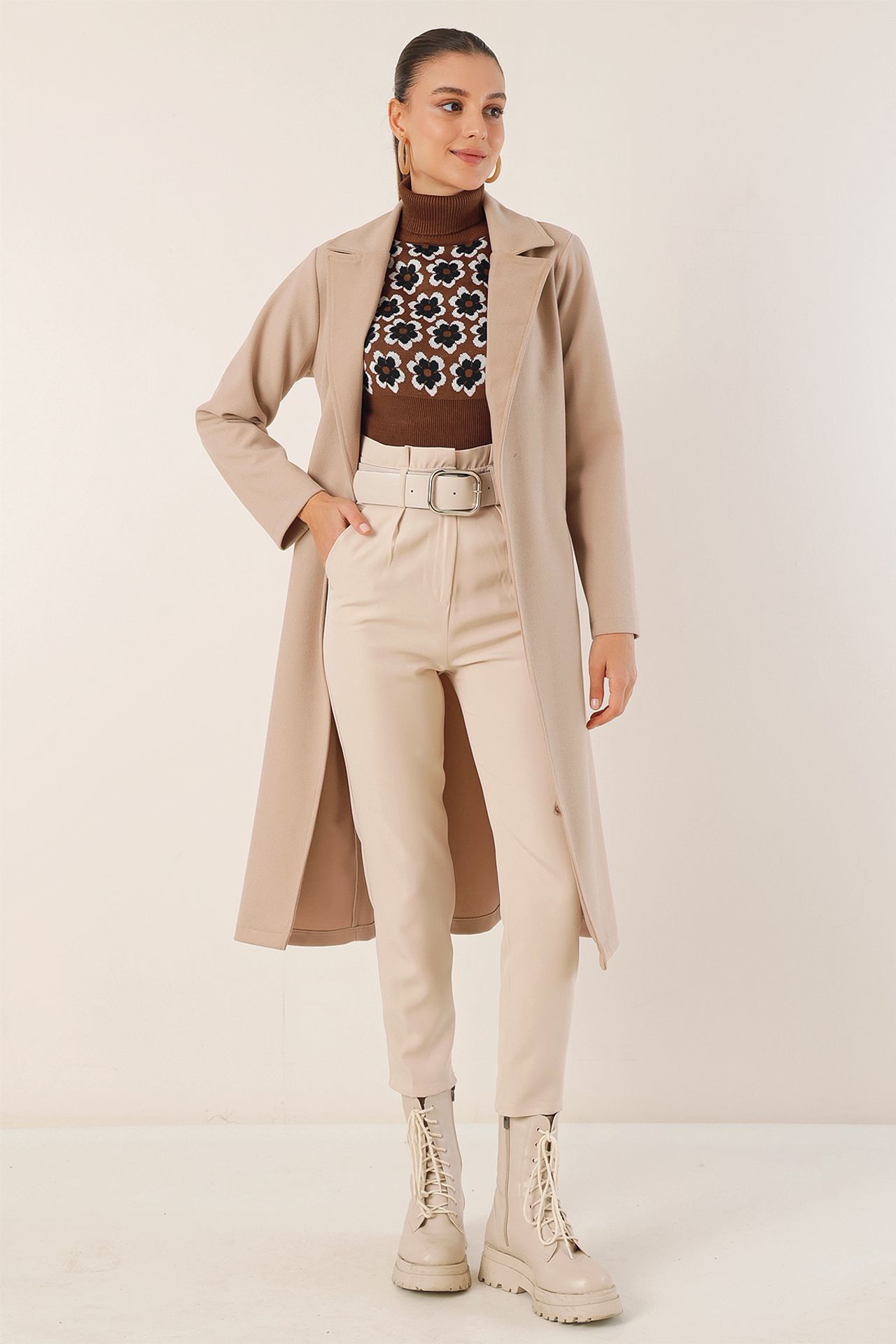 BDART Double Breasted Tie Closure Textured Coat 3