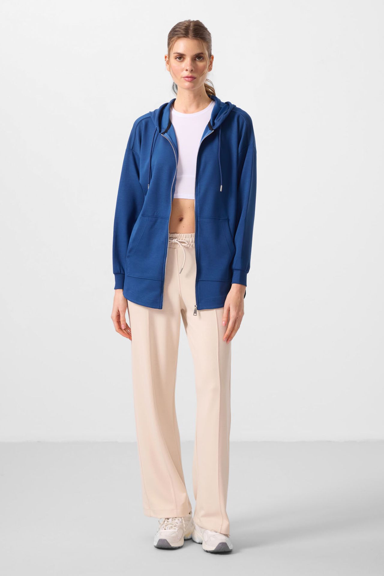 TOMMY Oversized Hooded Long Zip-front Tunic Hoodie 2