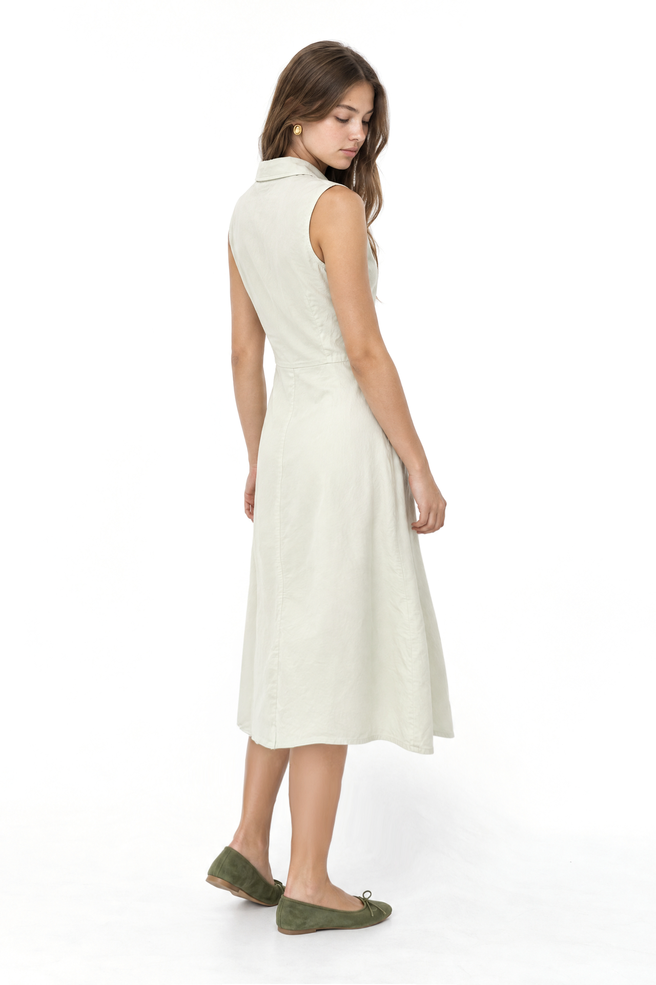 Mixray Buttoned Tippet Collar Maxi Dress 2