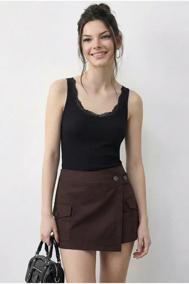 LUCCI Fitted Lace-trim Knit Camisole
