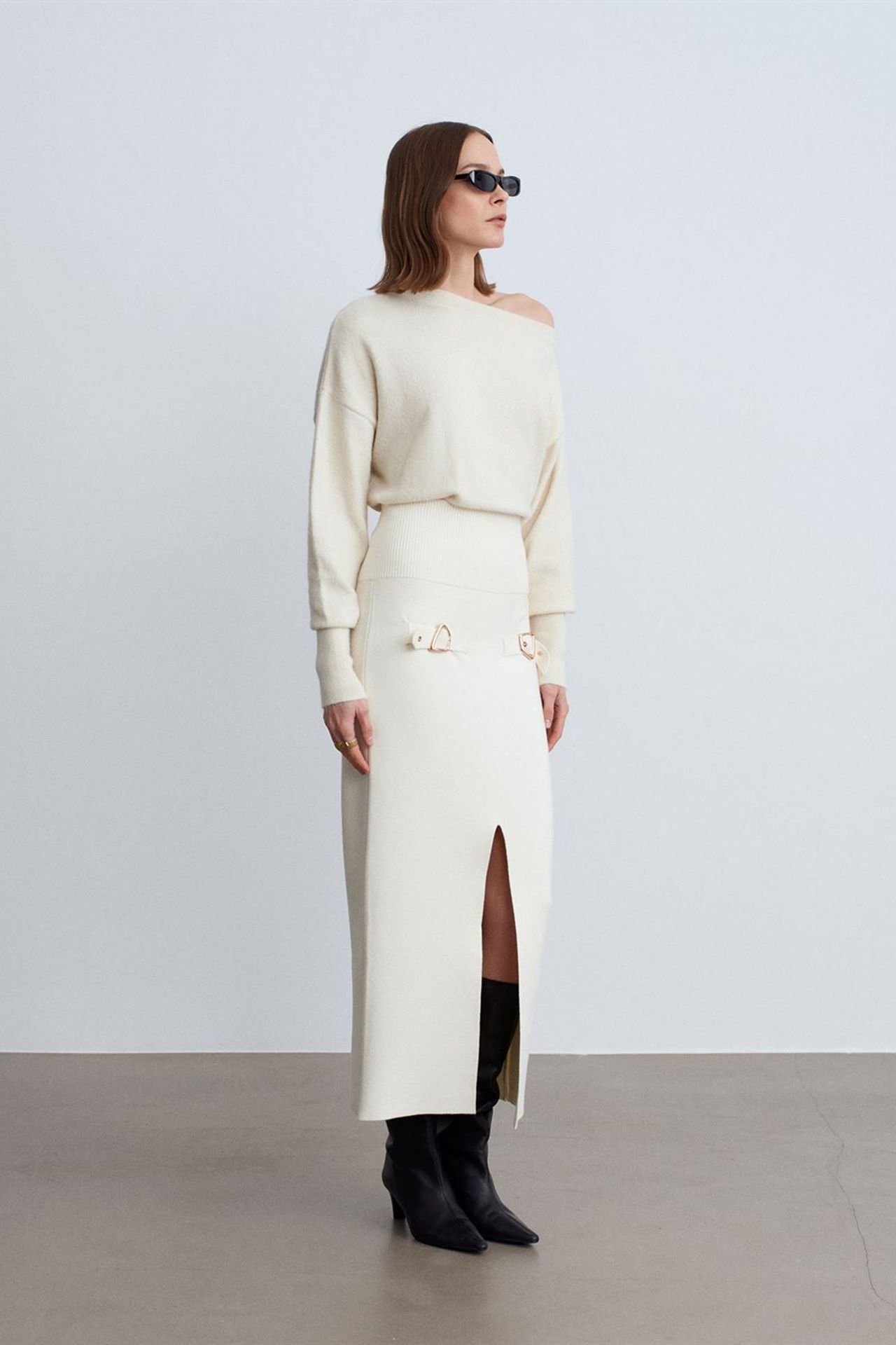 DILVIN High-Waist Ribbed Maxi Skirt 2