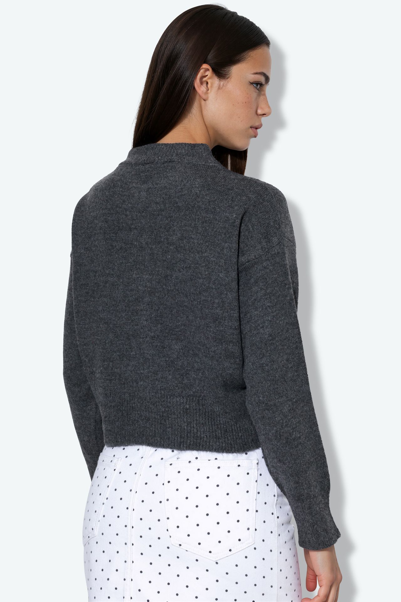 VIORNA Crop Ribbed Cardigan With Buttons 3