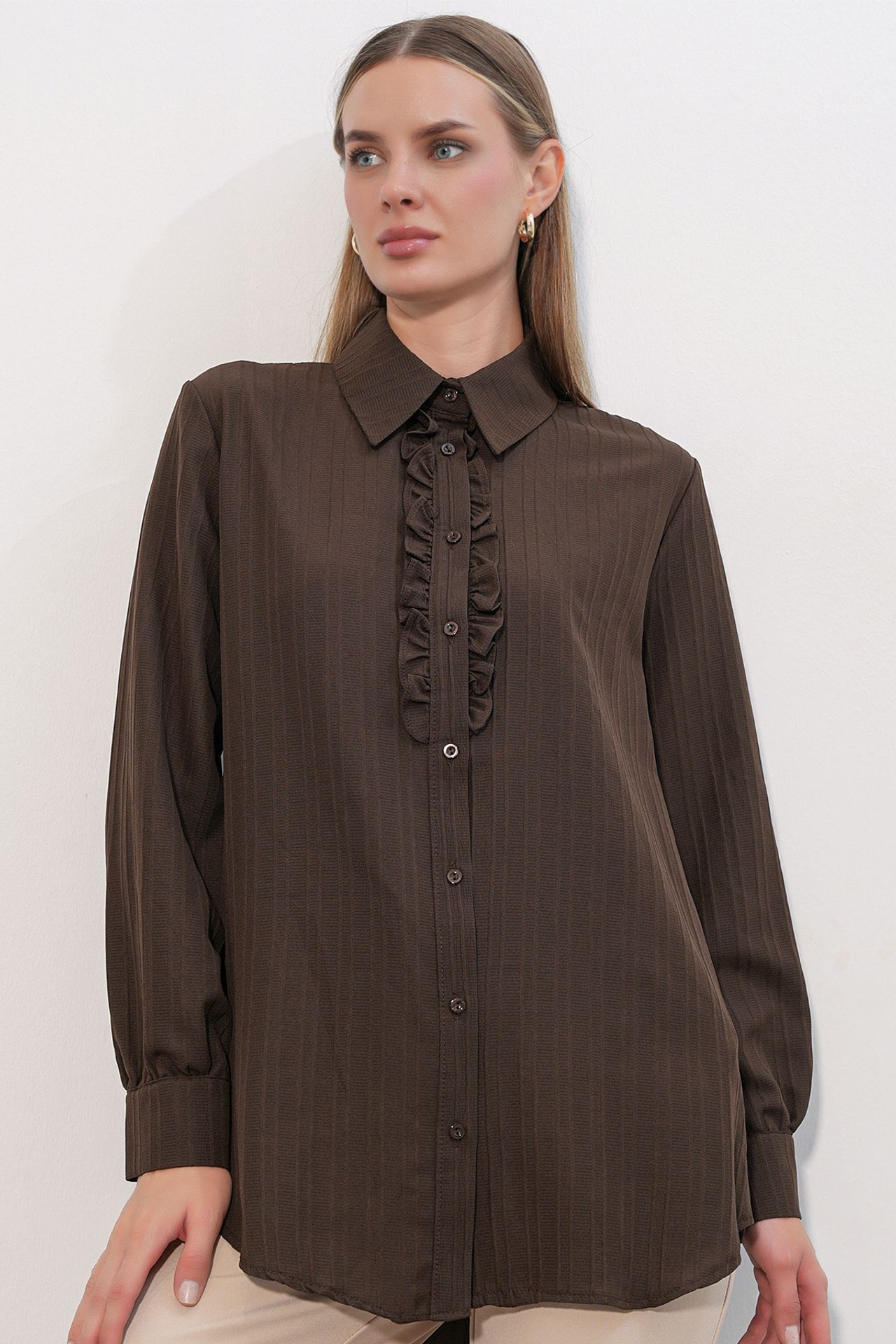 BDART Ruffle Detailed Textured Shirt 4