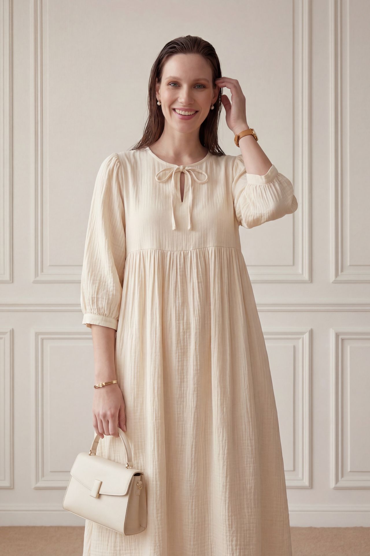 MY FASHION Tie Detail Loose Fit Maxi Dress 4
