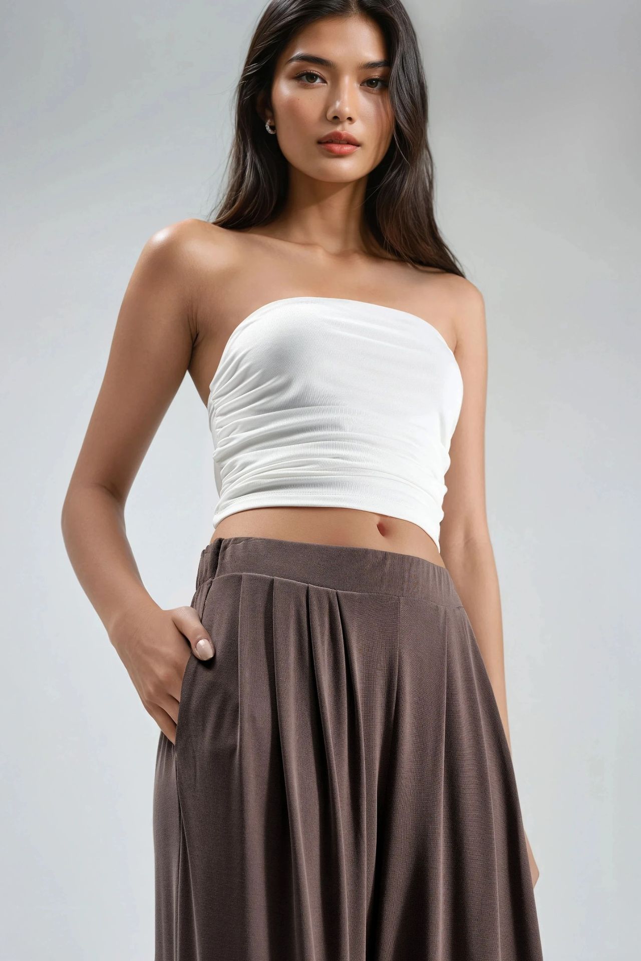BUSEM Pleated Wide Leg Pants with Pockets