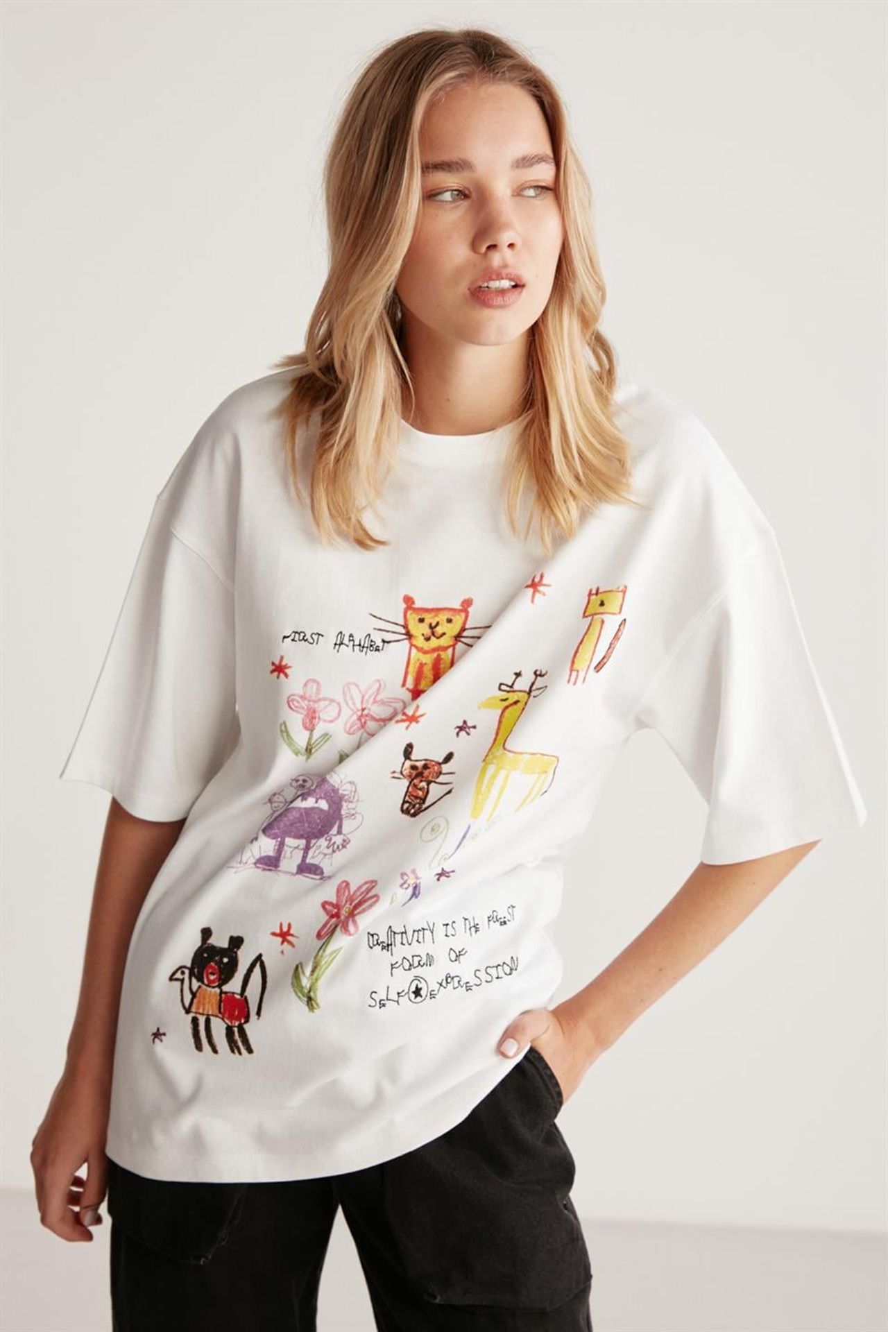 GRIMELANGE Oversized Printed Embroidered T-Shirt 1