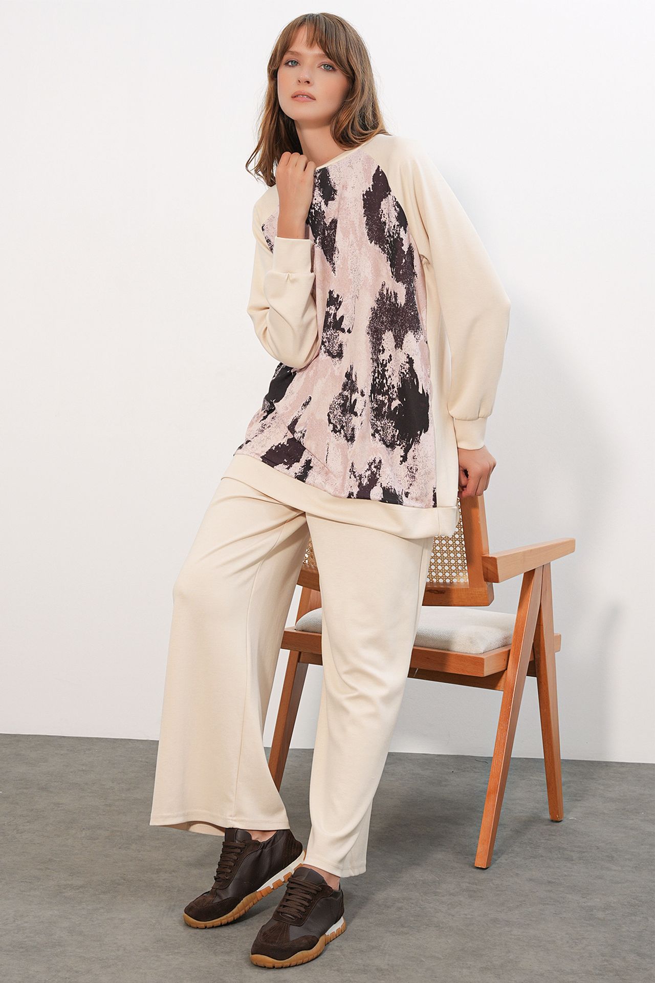 BDART Oversize Abstract Print Crew Neck Tunic & Pants Set 3