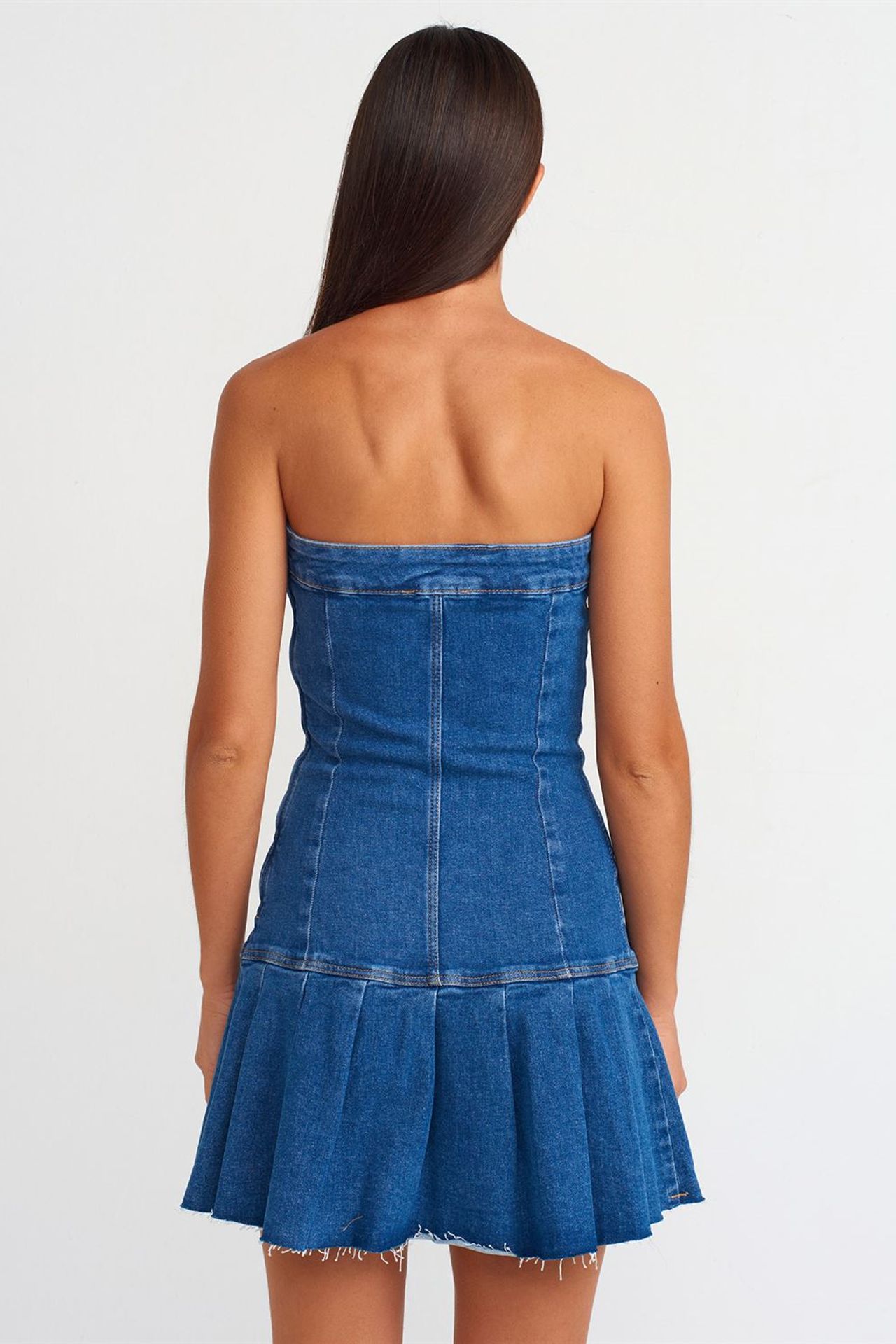 DILVIN Fitted Strapless Denim Mini Dress 2