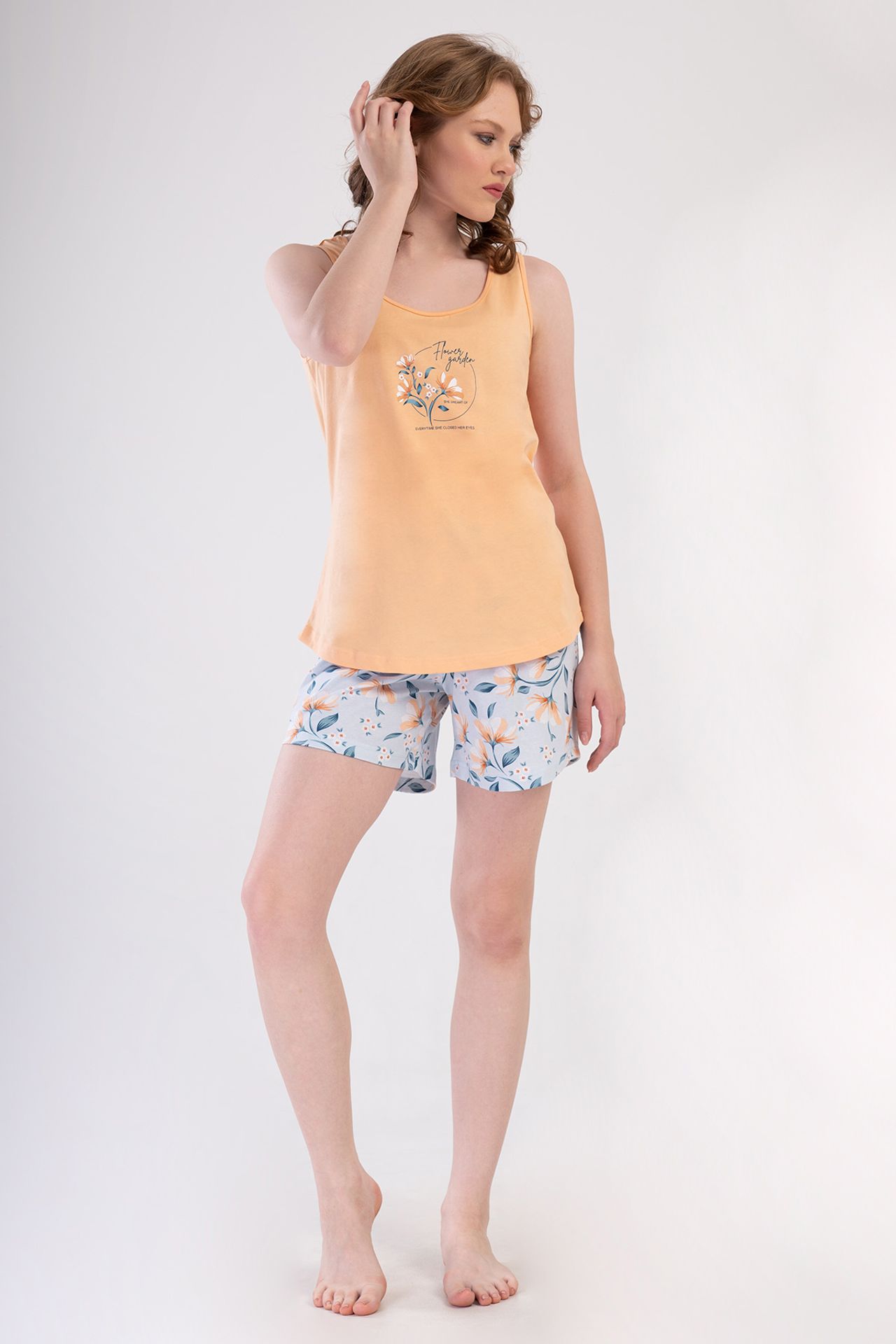 YAKE Çiçek Desenli İki Parçalı Pijama Takımı 1
