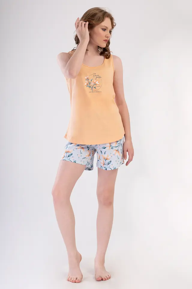 YAKE Çiçek Desenli İki Parçalı Pijama Takımı