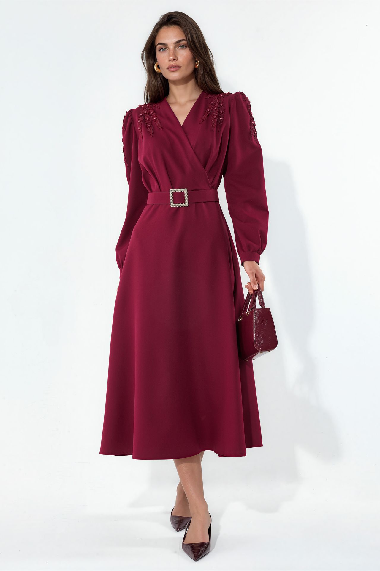 MSN Belted A-line Midi Dress 1