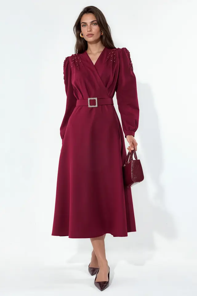 MSN Belted A-line Midi Dress