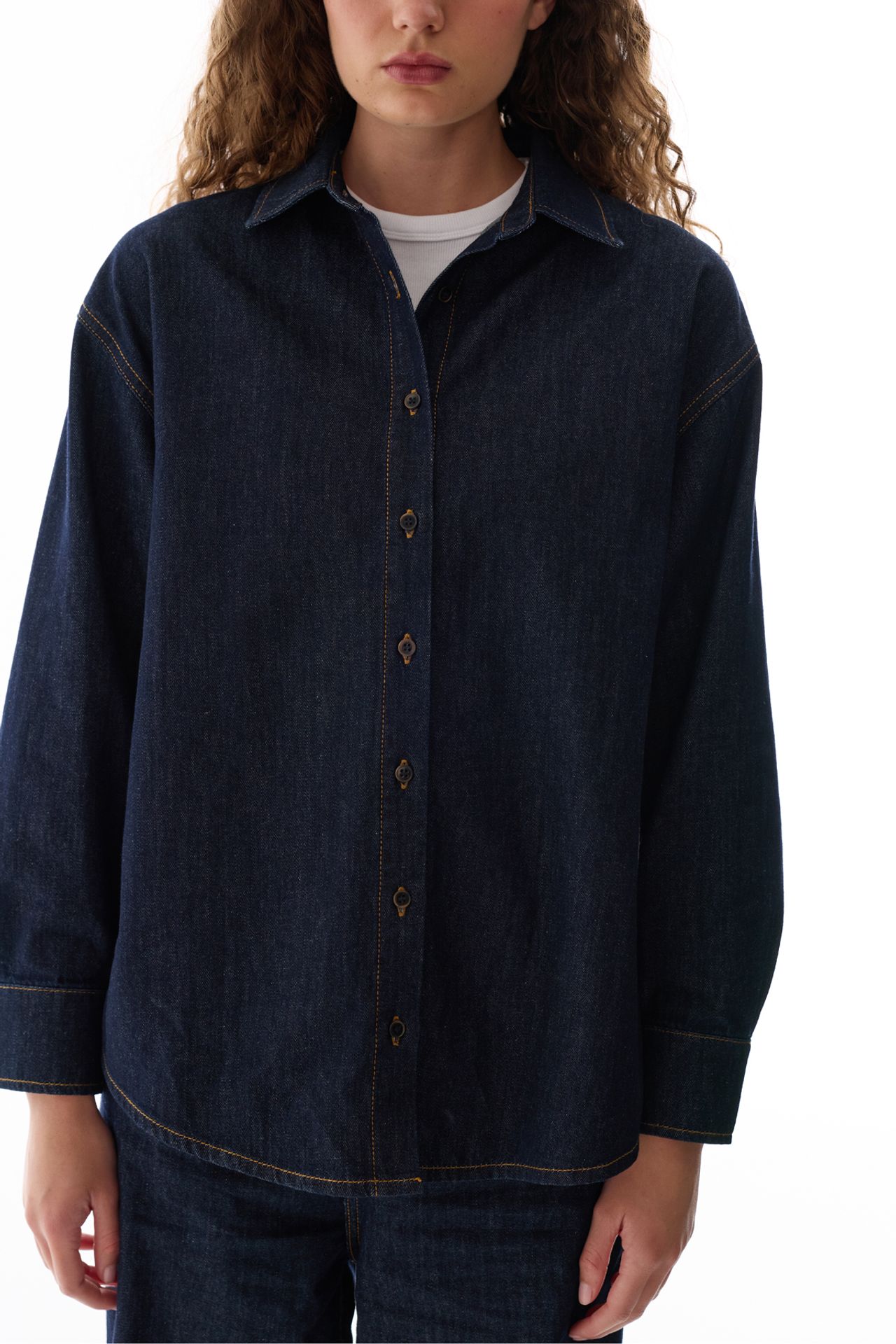PENTI Denim Polo Collar Buttoned Long Sleeve Shirt 3
