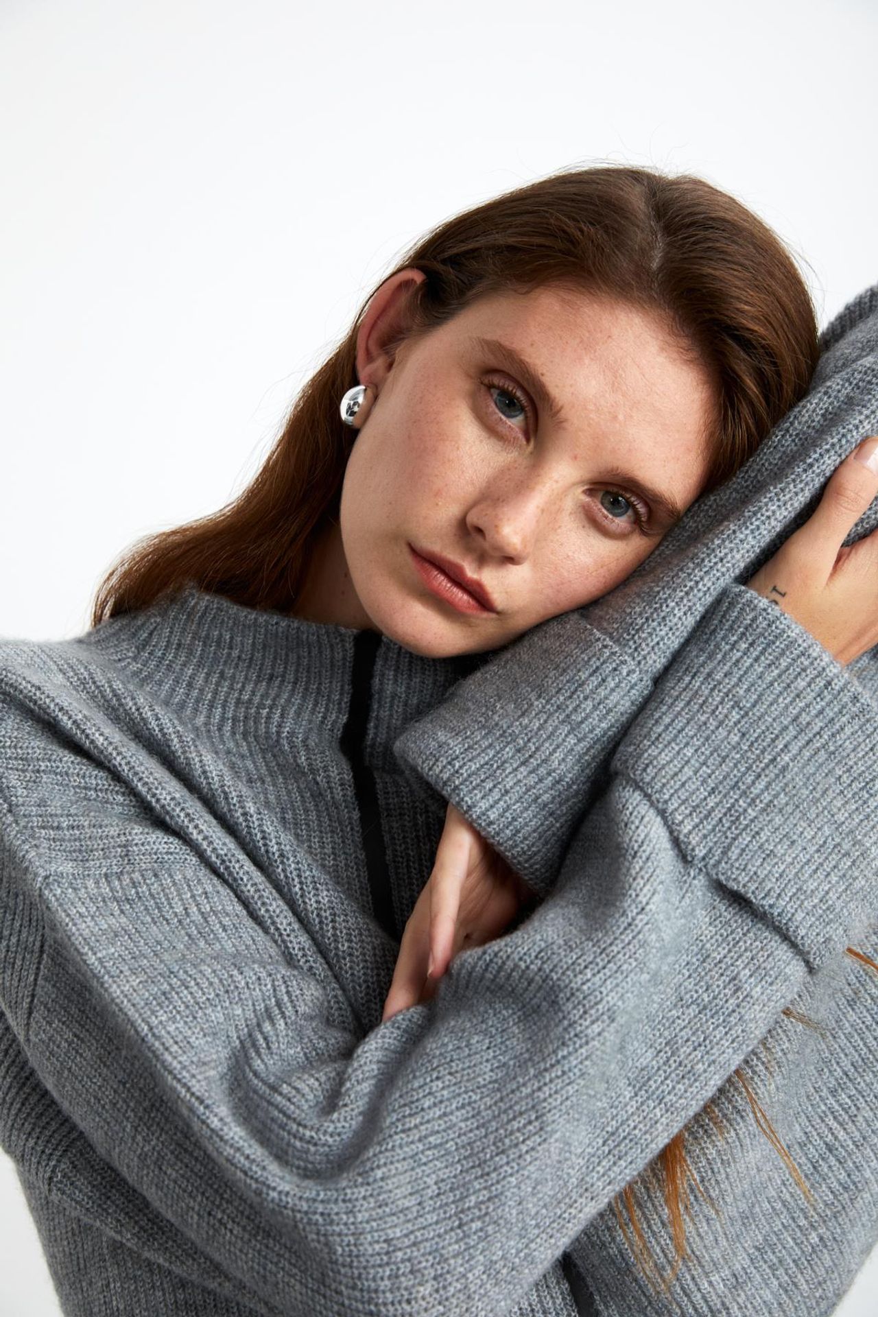 GRIMELANGE Crop Ribbed Half Turtleneck Sweater 5
