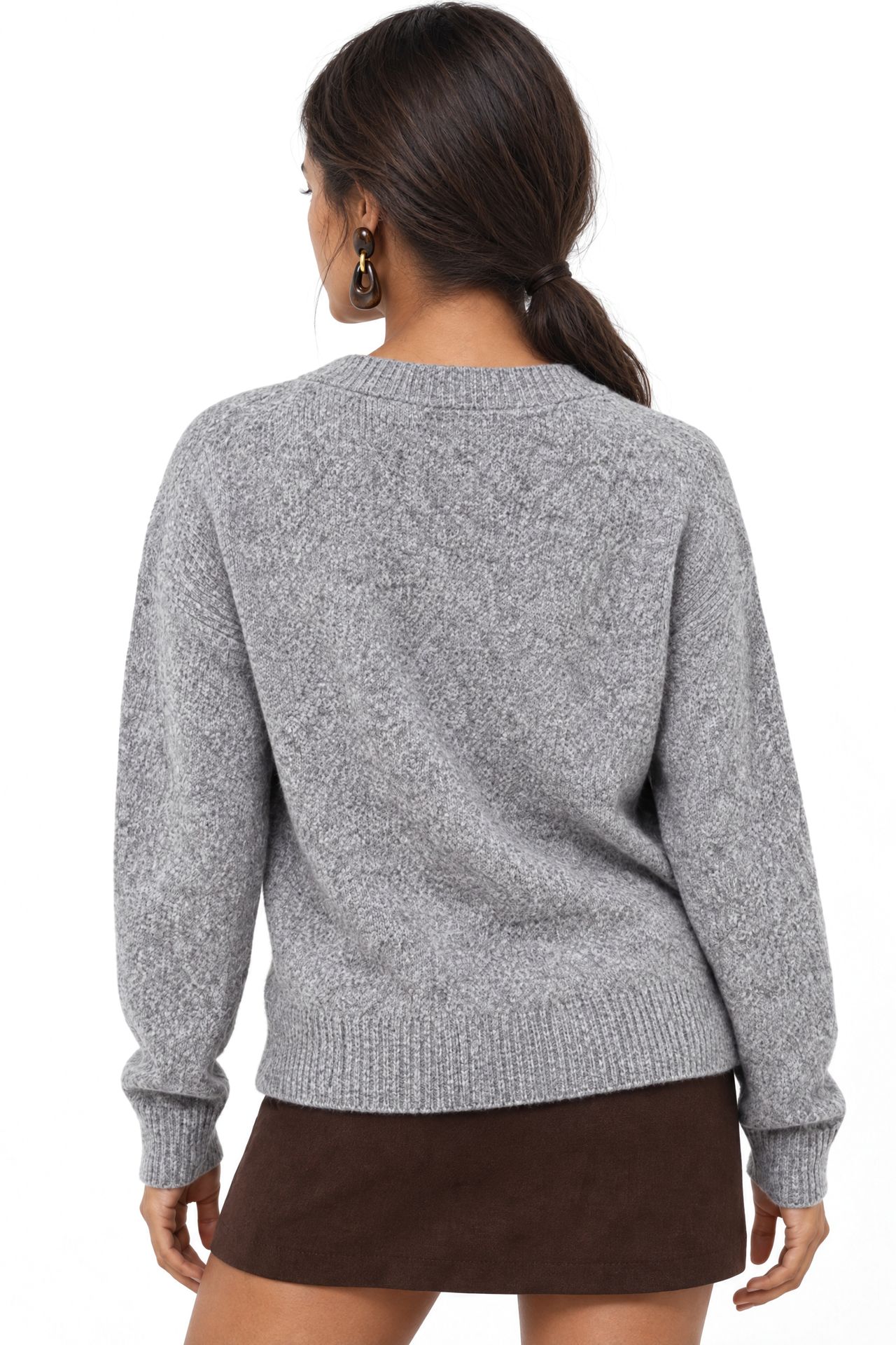 MIXRAY V-Neck Long Sleeve Sweater 4