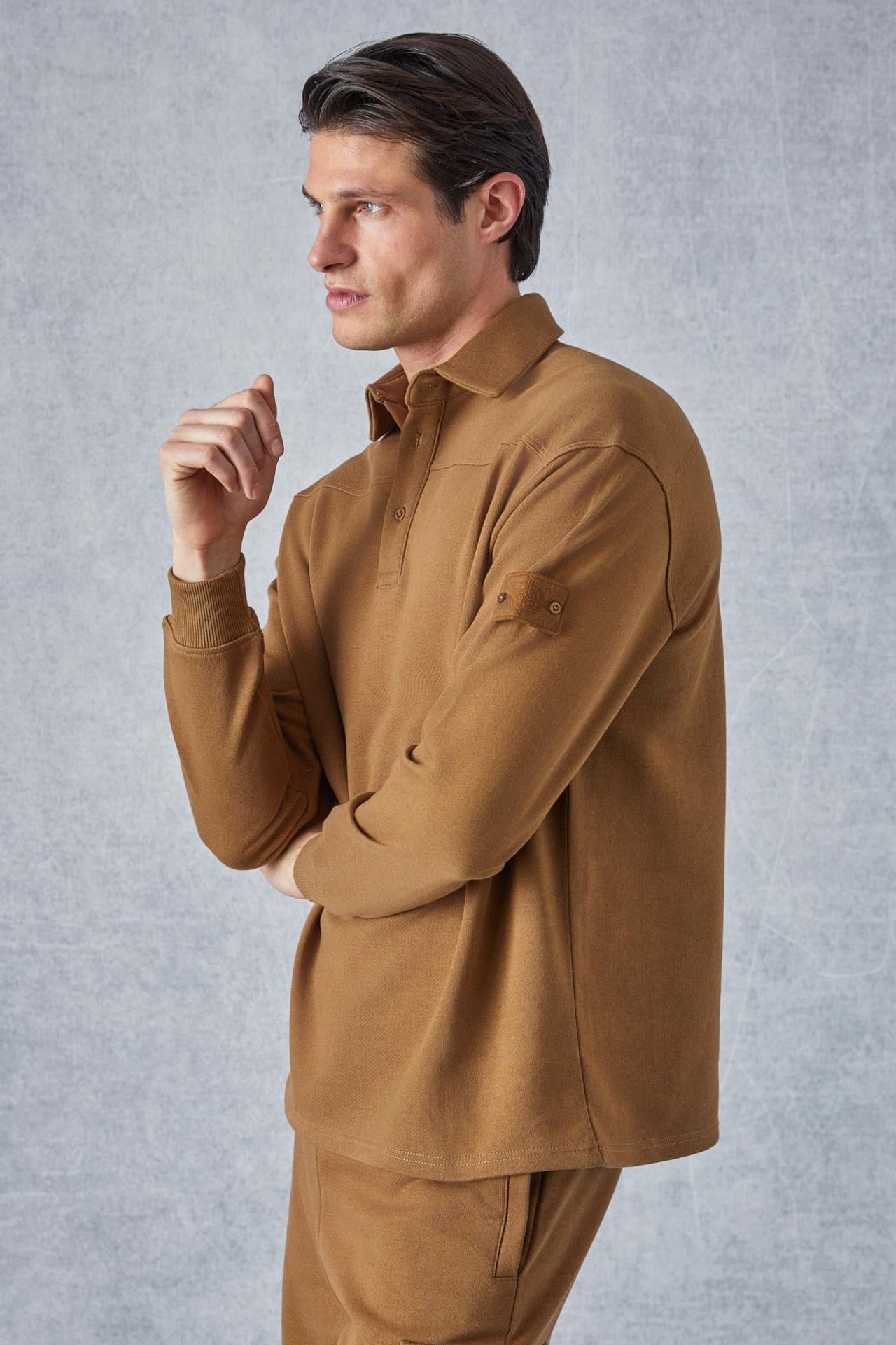 GRIMELANGE Polo Yaka Düğmeli Sweatshirt 3