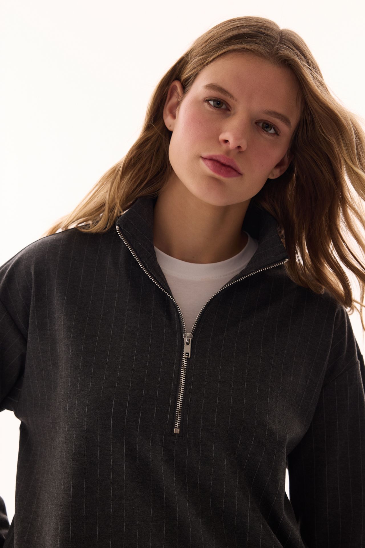 PENTI Half-Zip Striped Polo-Neck Sweatshirt 3