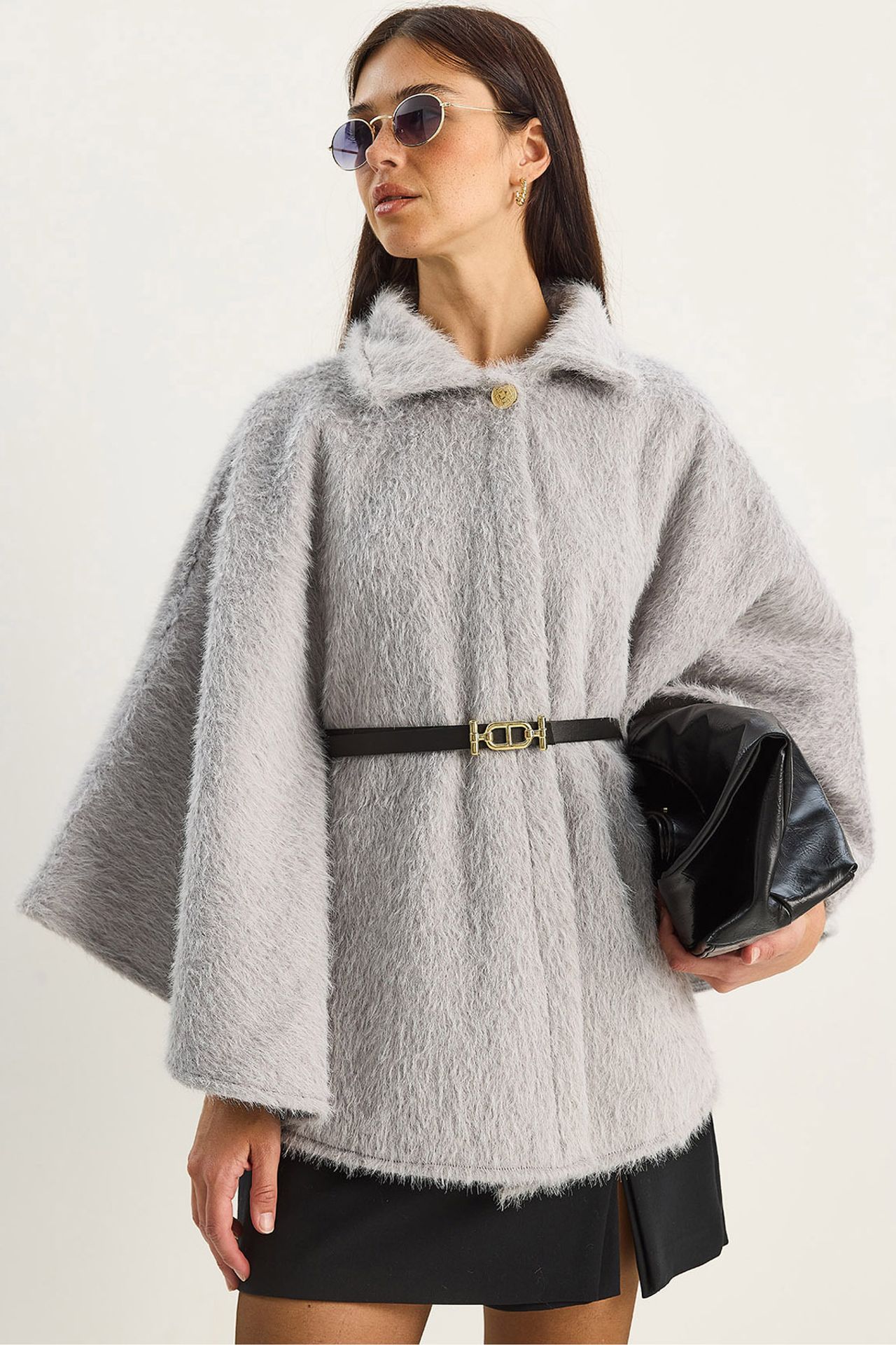 LUCCI Textured Oversized Button-Up Overcoat 1