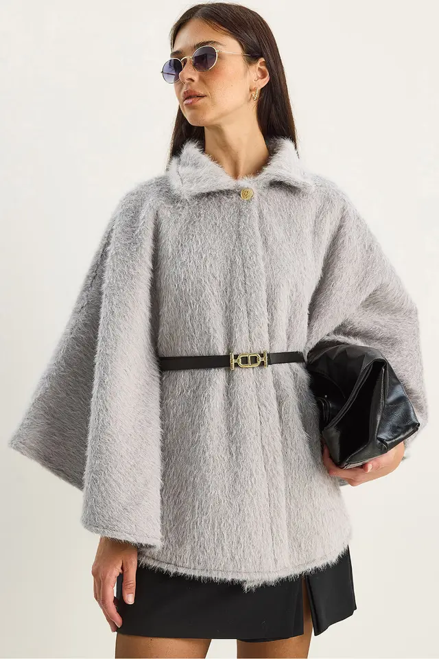LUCCI Textured Oversized Button-Up Overcoat