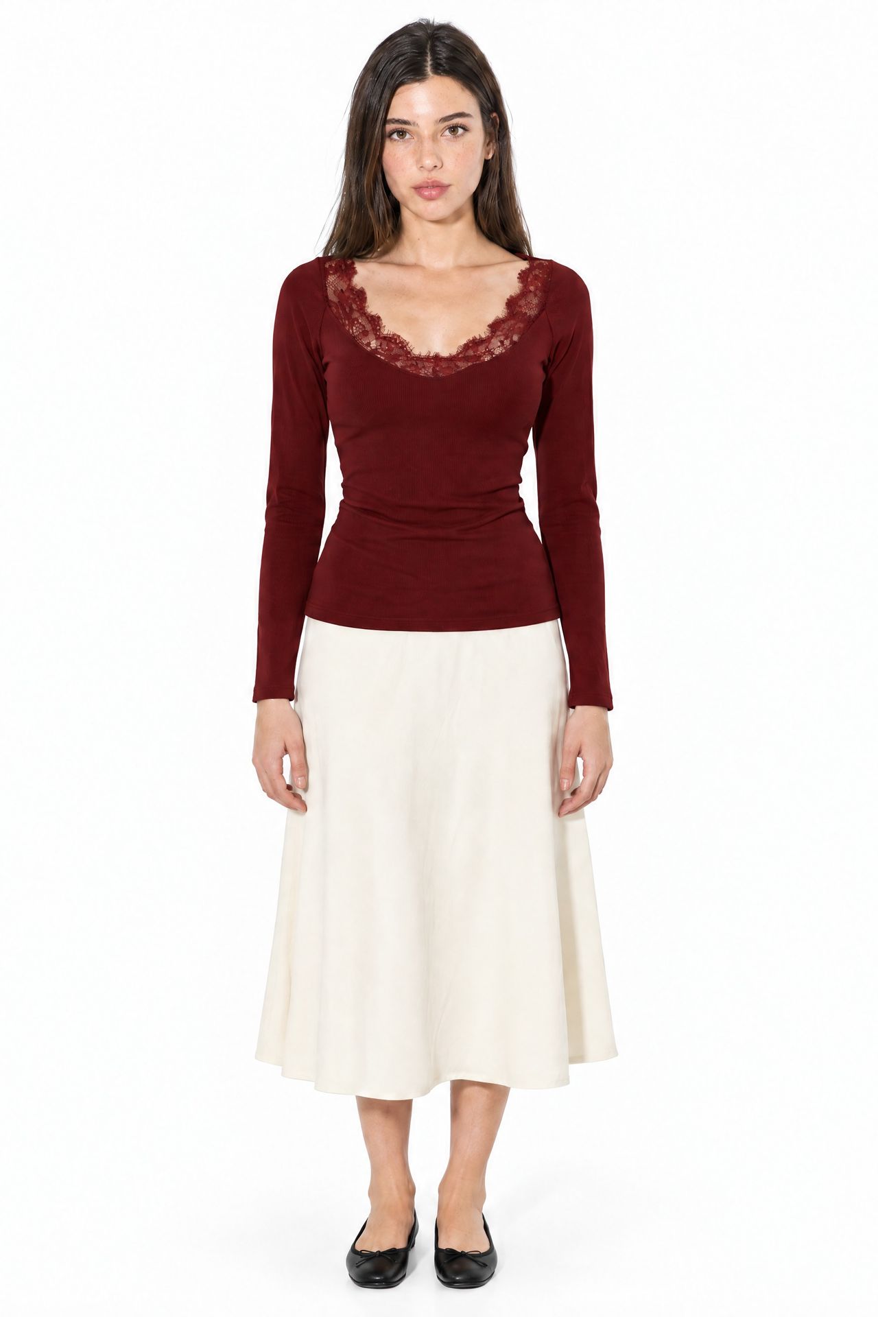 BUSEM Lace Detailed V-Neck Blouse 4