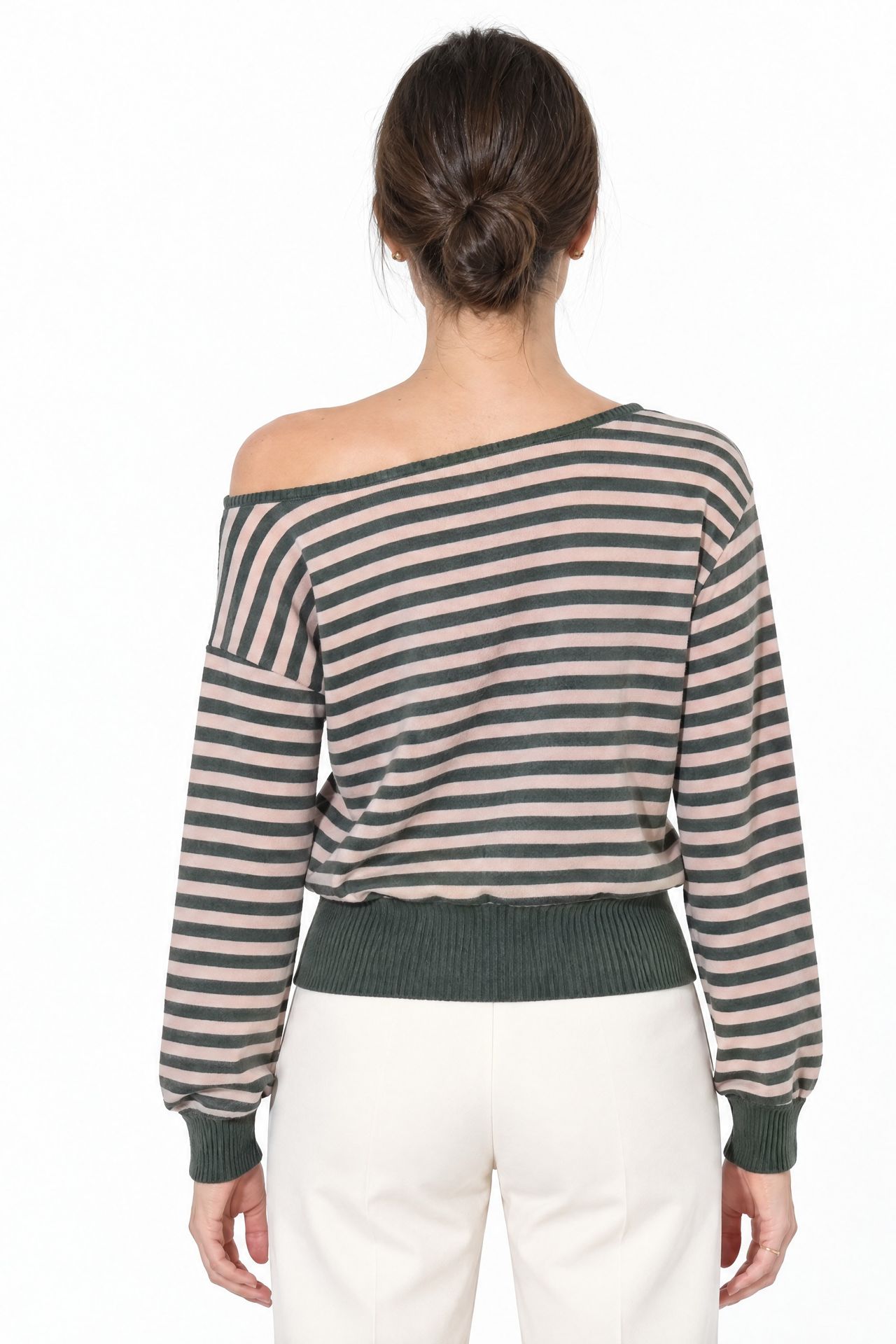 BUSEM Women's Striped Long-sleeve Ribbed T-shirt 3