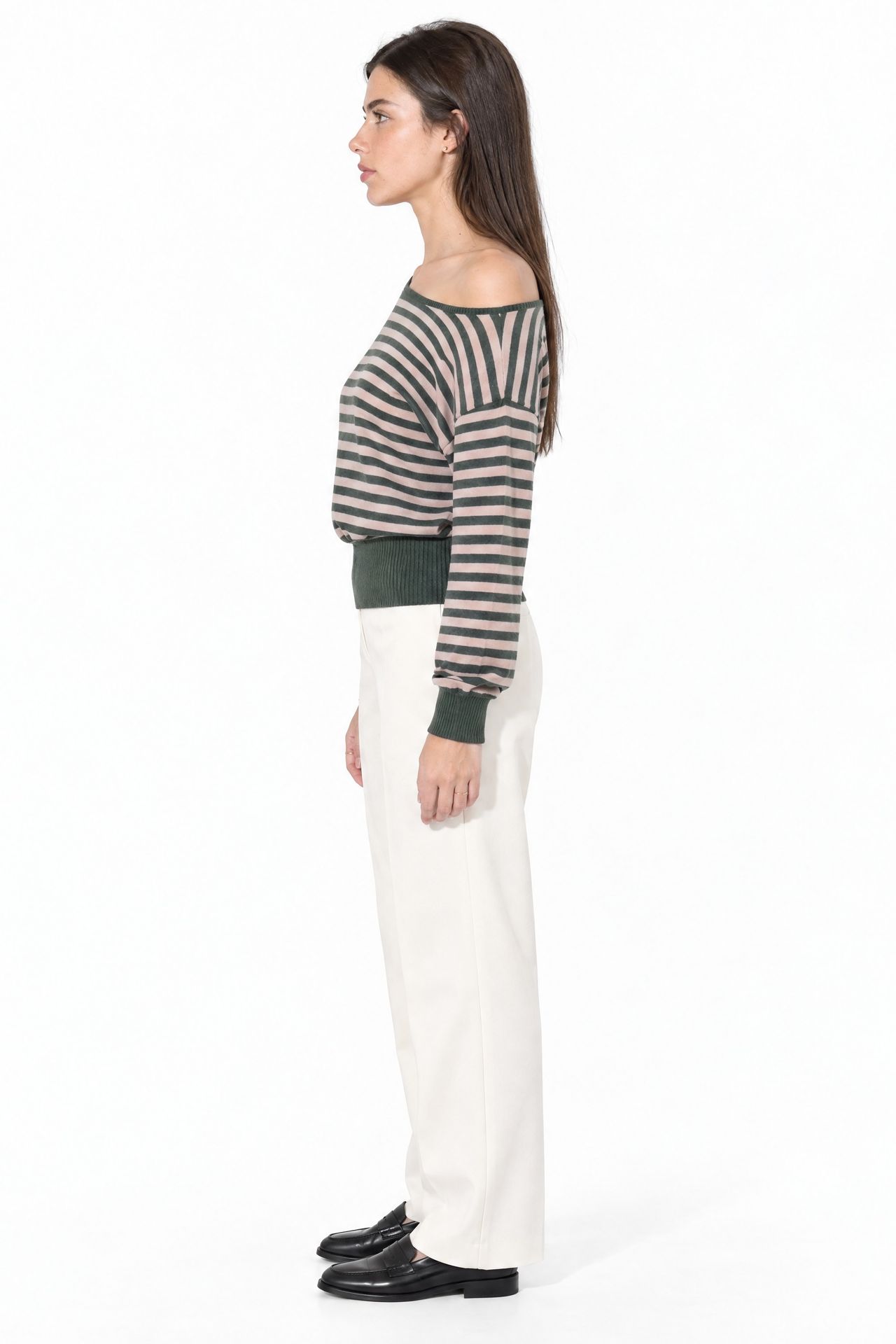 BUSEM Women's Striped Long-sleeve Ribbed T-shirt 4