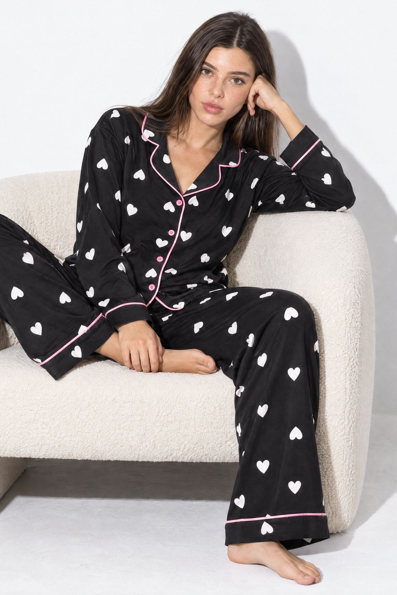 Kalp Baskılı Pijama Takımı 2