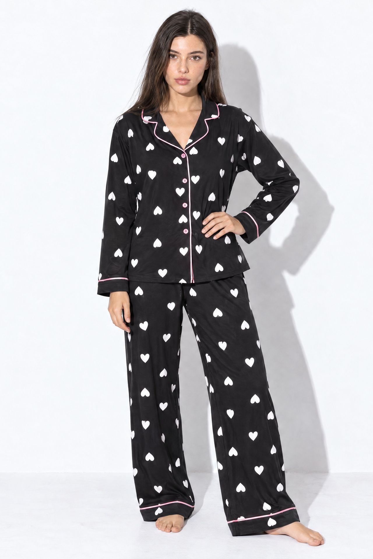 Kalp Baskılı Pijama Takımı 1